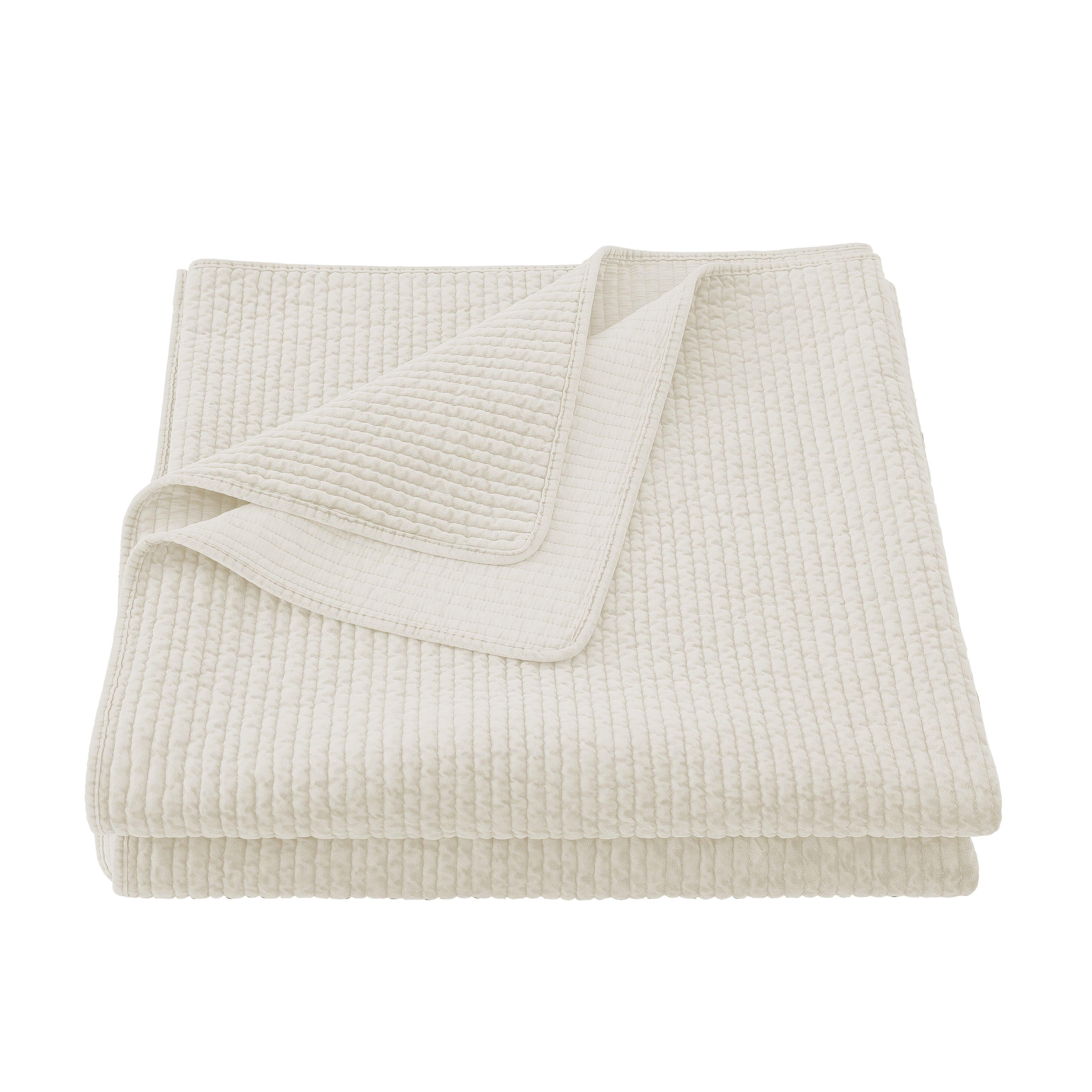 HiEnd Accents Stonewashed Full/Queen Velvet Quilt, Vintage White, rollover