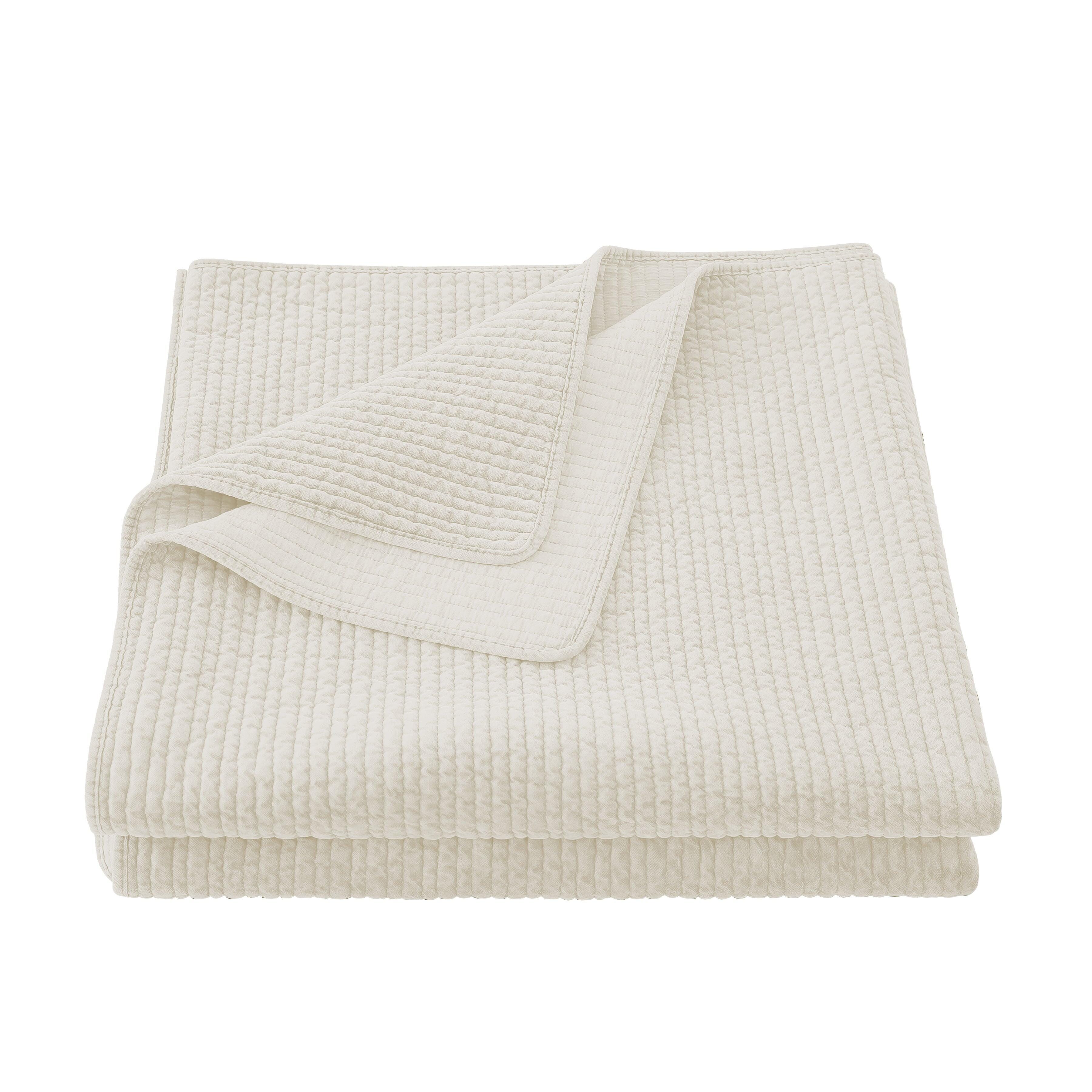 HiEnd Accents Stonewashed Full/Queen Velvet Quilt, Vintage White, large