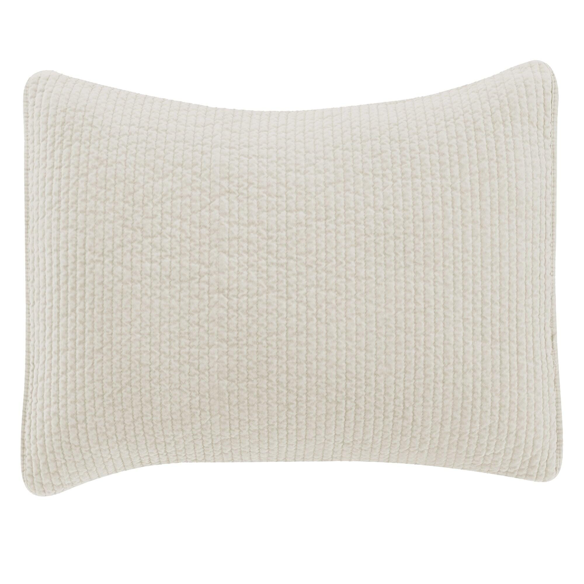 HiEnd Accents Stonewashed Quilted Pillow Sham, Vintage White, large