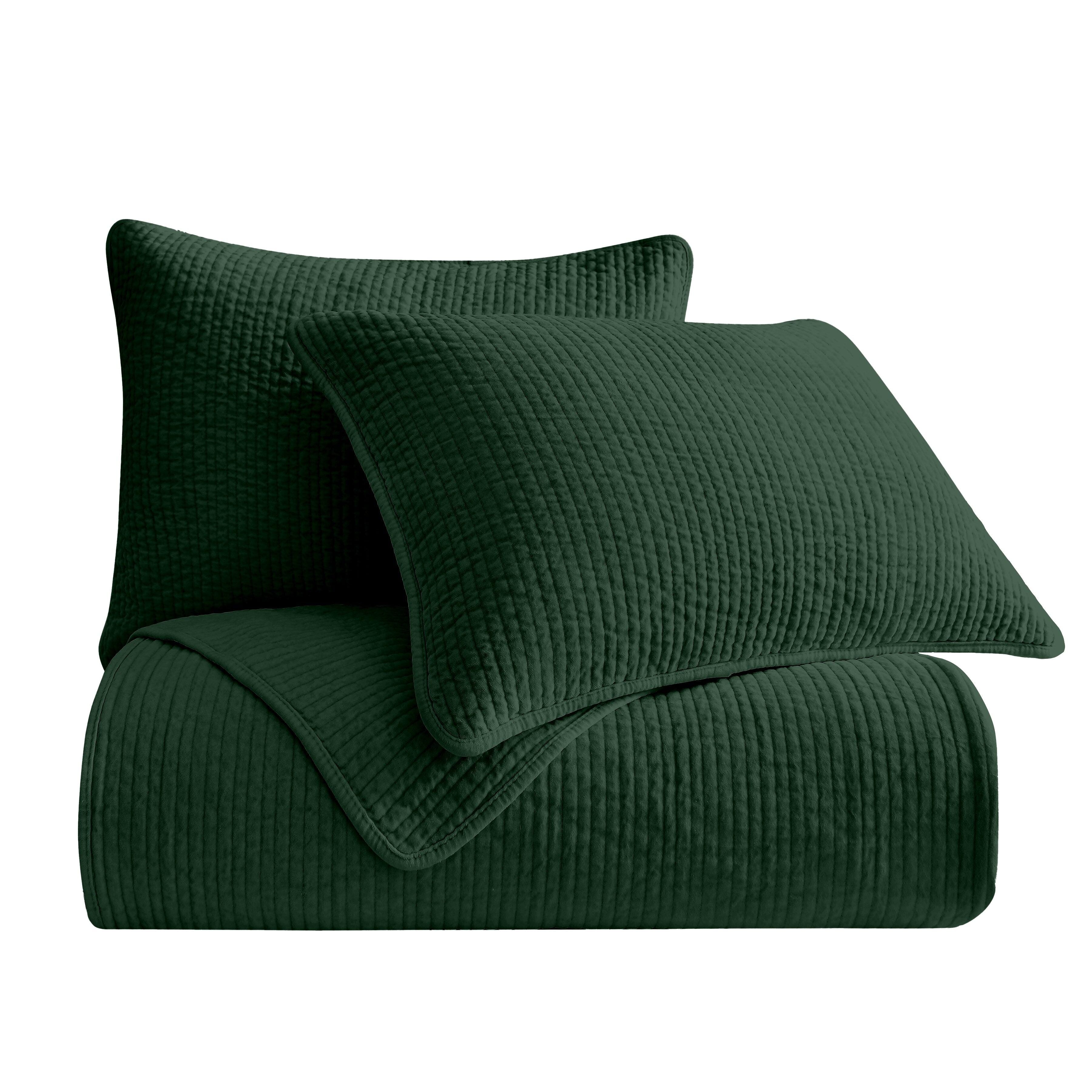 HiEnd Accents Stonewashed 3-Piece King Quilt Set, Emerald, large