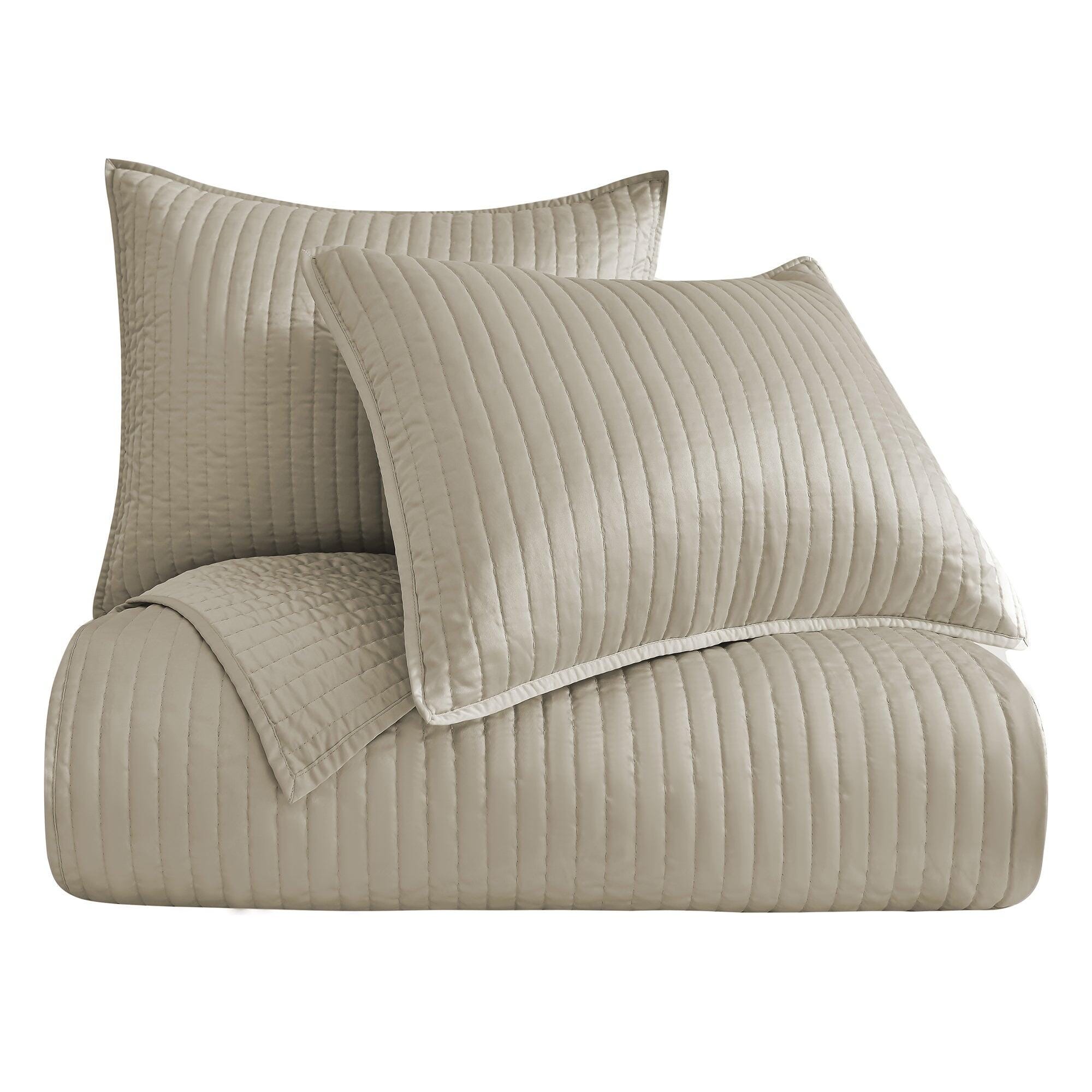 Indigo Hill Satin Channel 3-Piece Full/Queen Quilt Set, Taupe, large