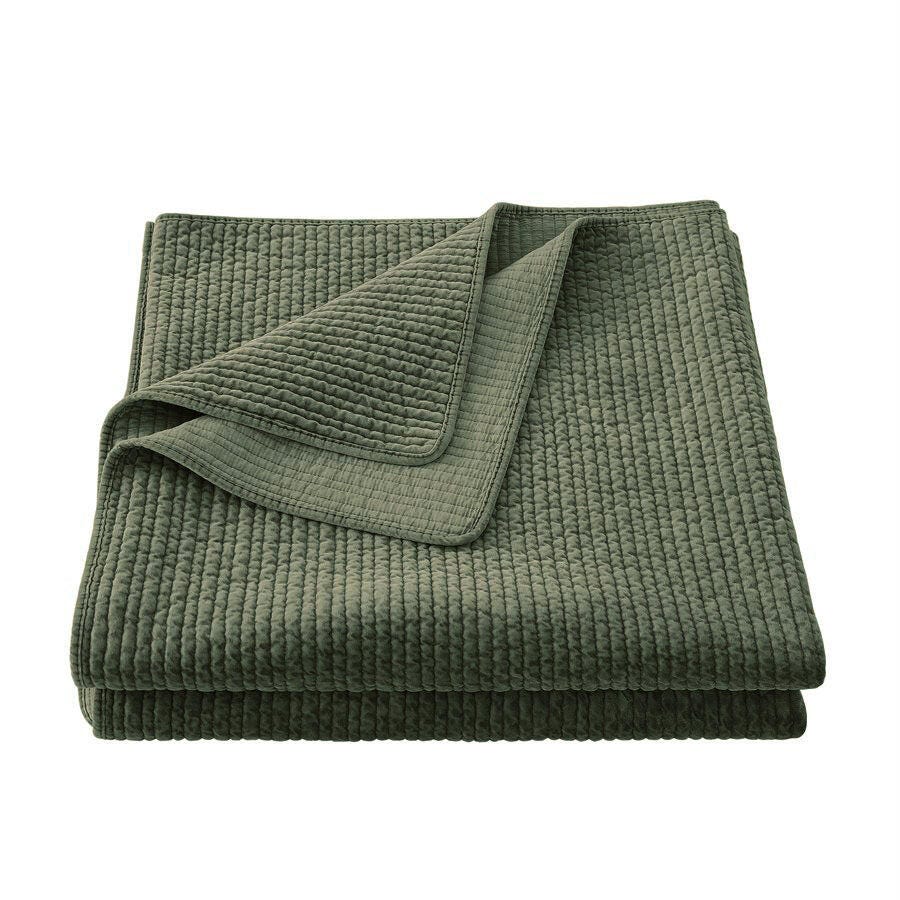 HiEnd Accents Stonewashed King Velvet Quilt, Fern Green, large
