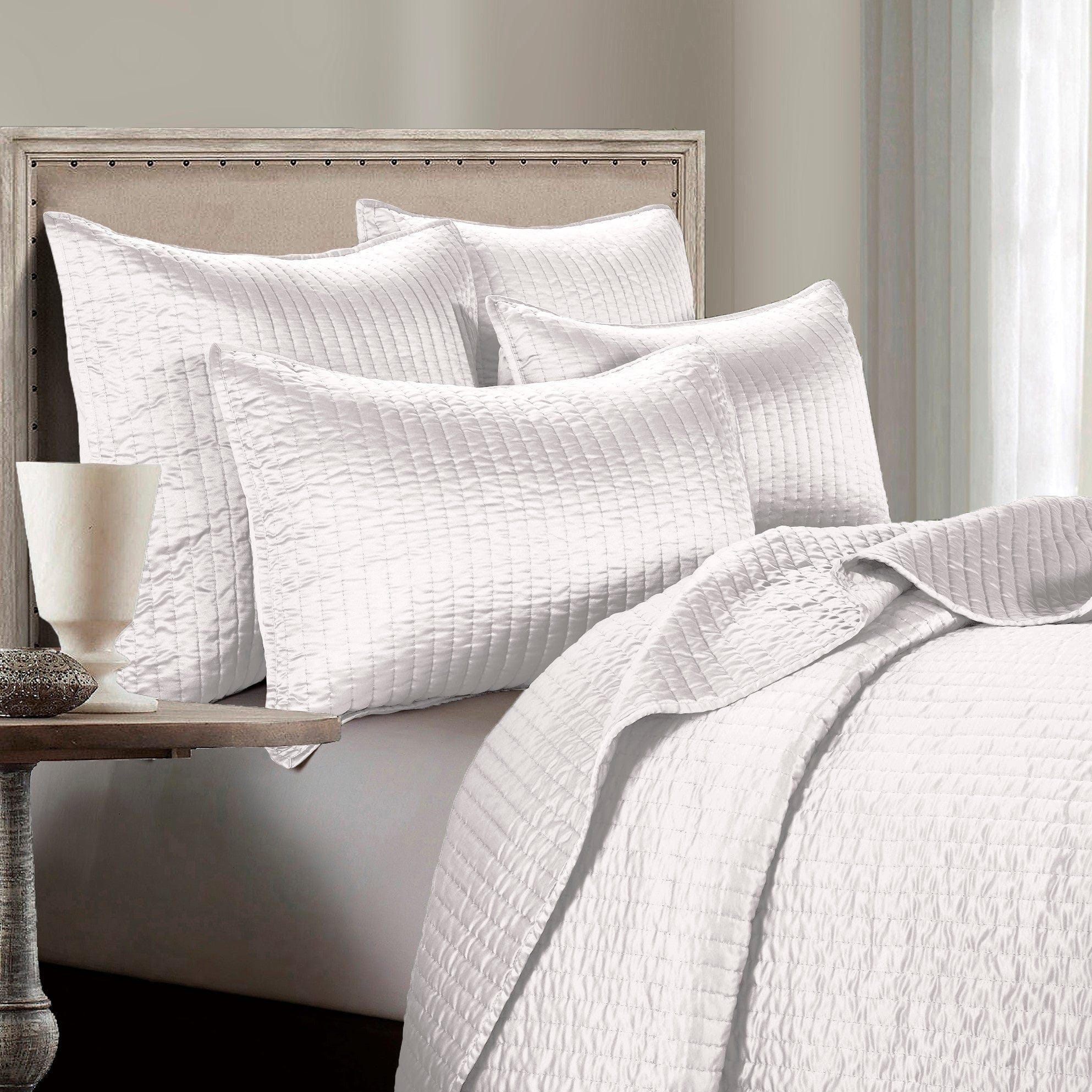 Indigo Hill Satin Channel 3-Piece King Quilt Set, White, large