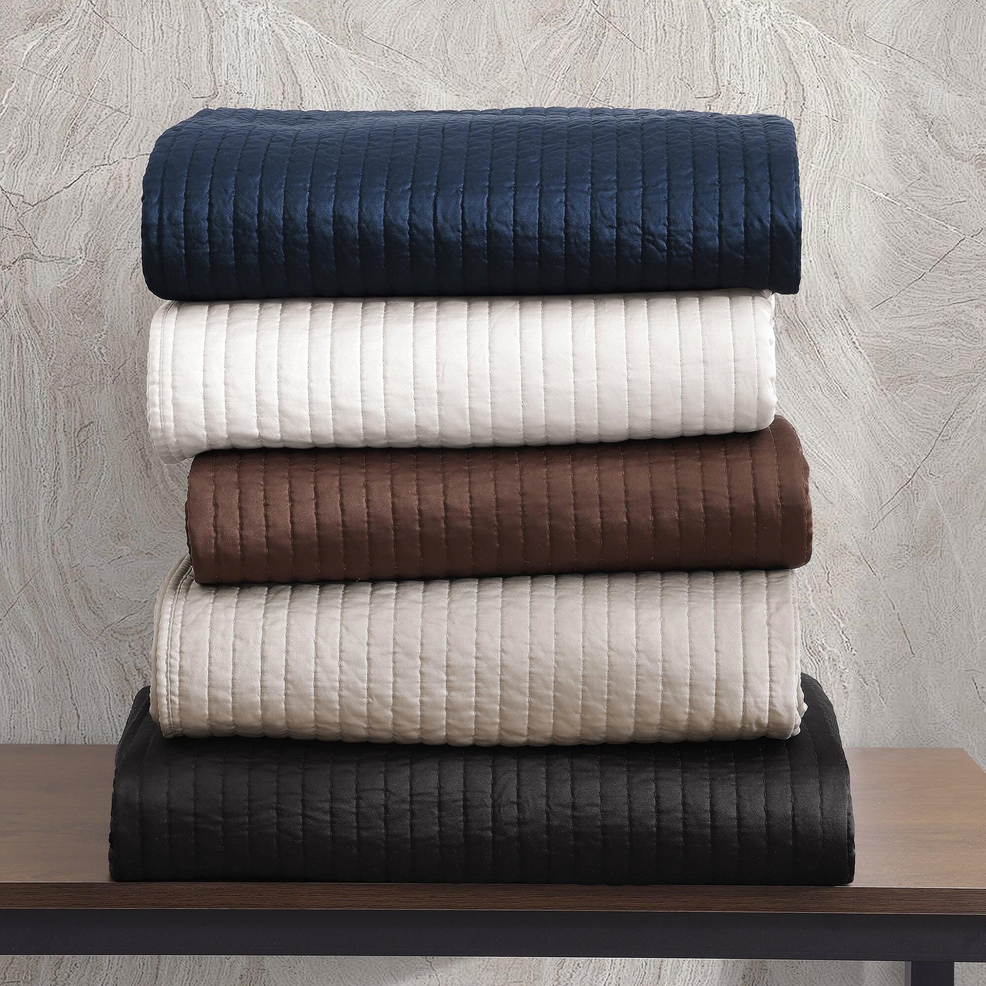Indigo Hill Satin Channel 3-Piece King Quilt Set, White, large
