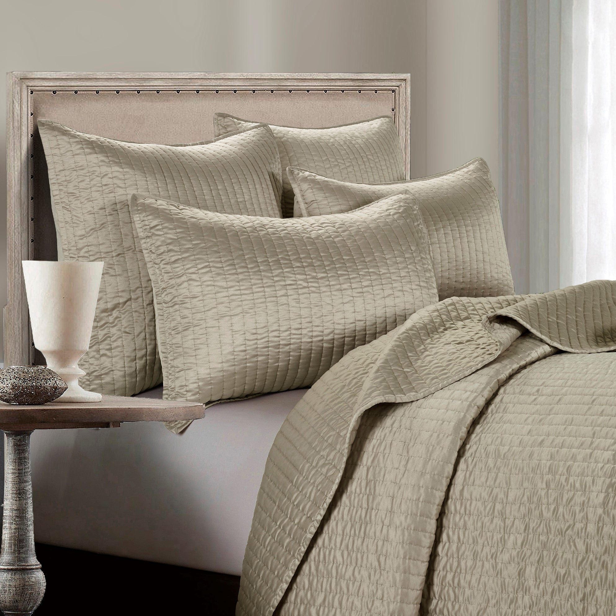 Indigo Hill Satin Channel 2-Piece Twin Quilt Set, Taupe, large