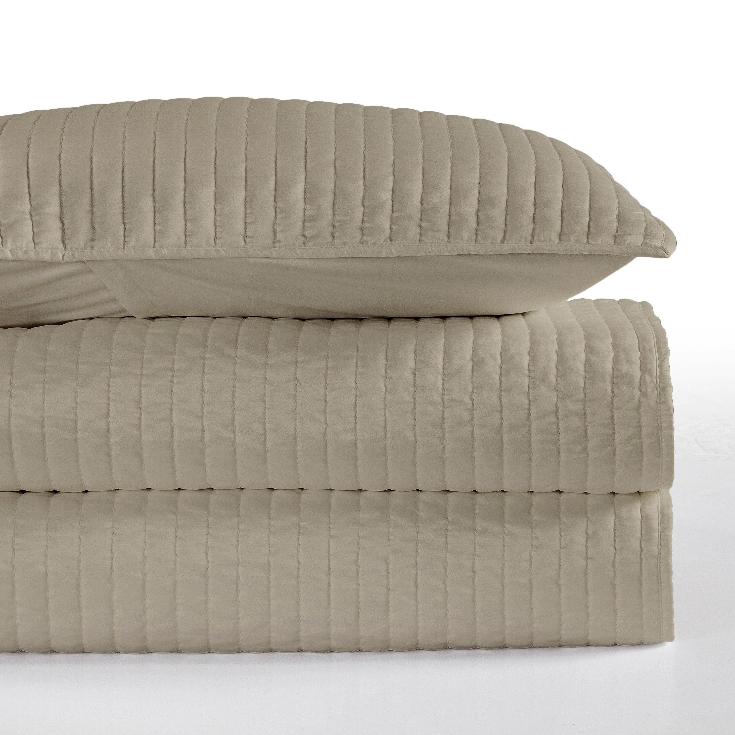 Indigo Hill Satin Channel 2-Piece Twin Quilt Set, Taupe, large