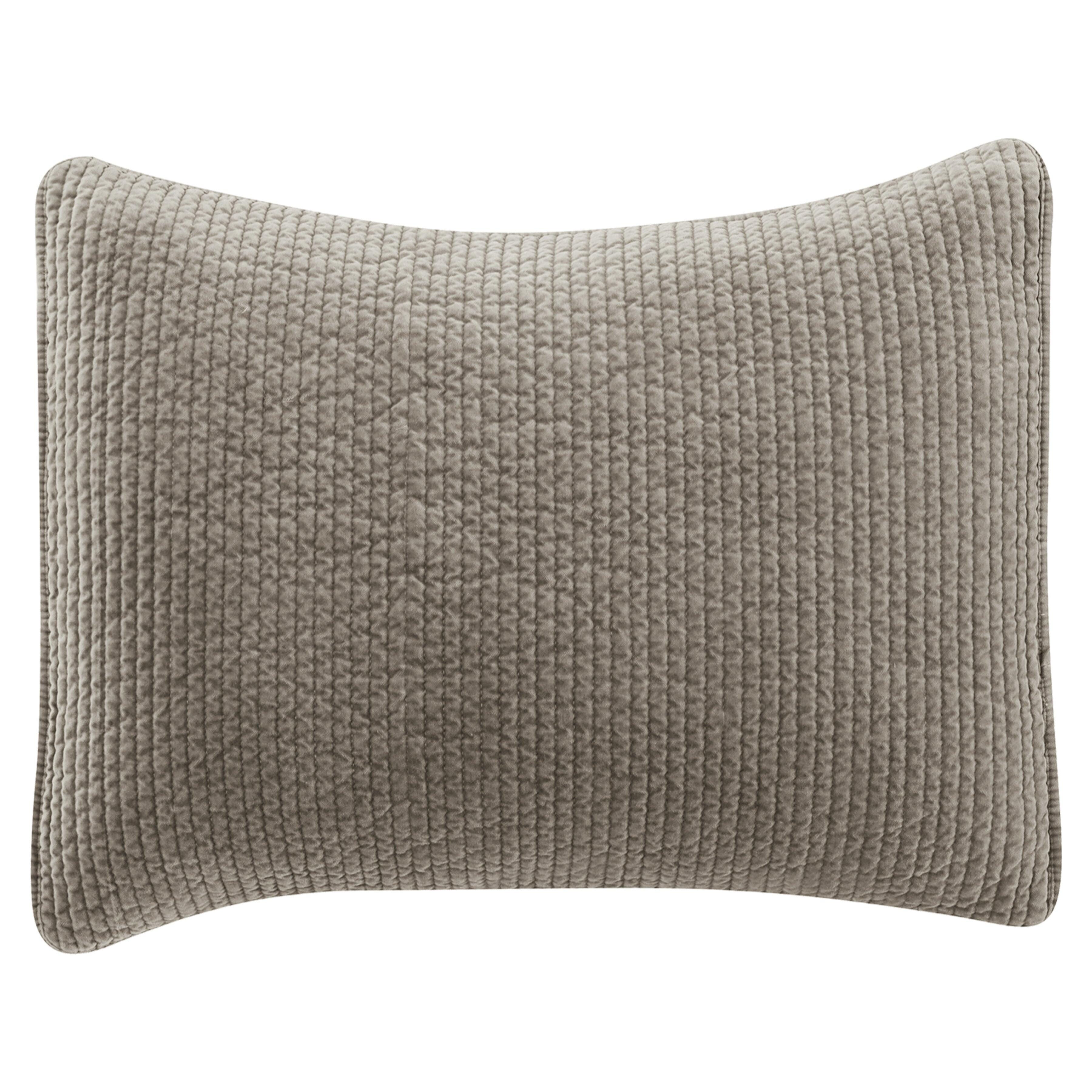 HiEnd Accents Stonewashed Quilted Pillow Sham, Taupe, rollover