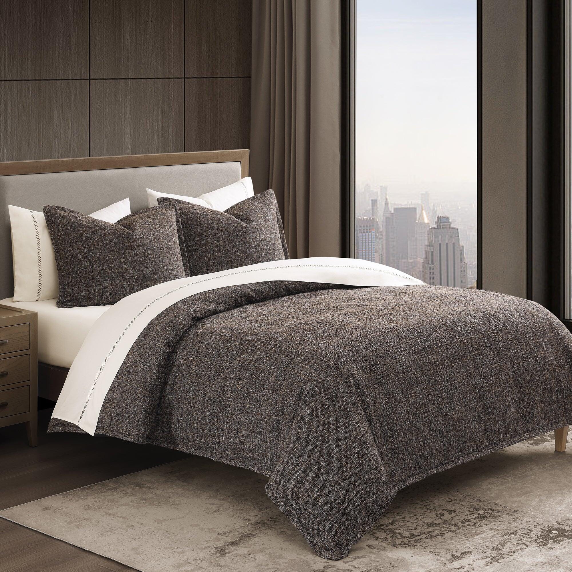 HiEnd Accents Tweed 3-Piece King Comforter Set, Brown, large