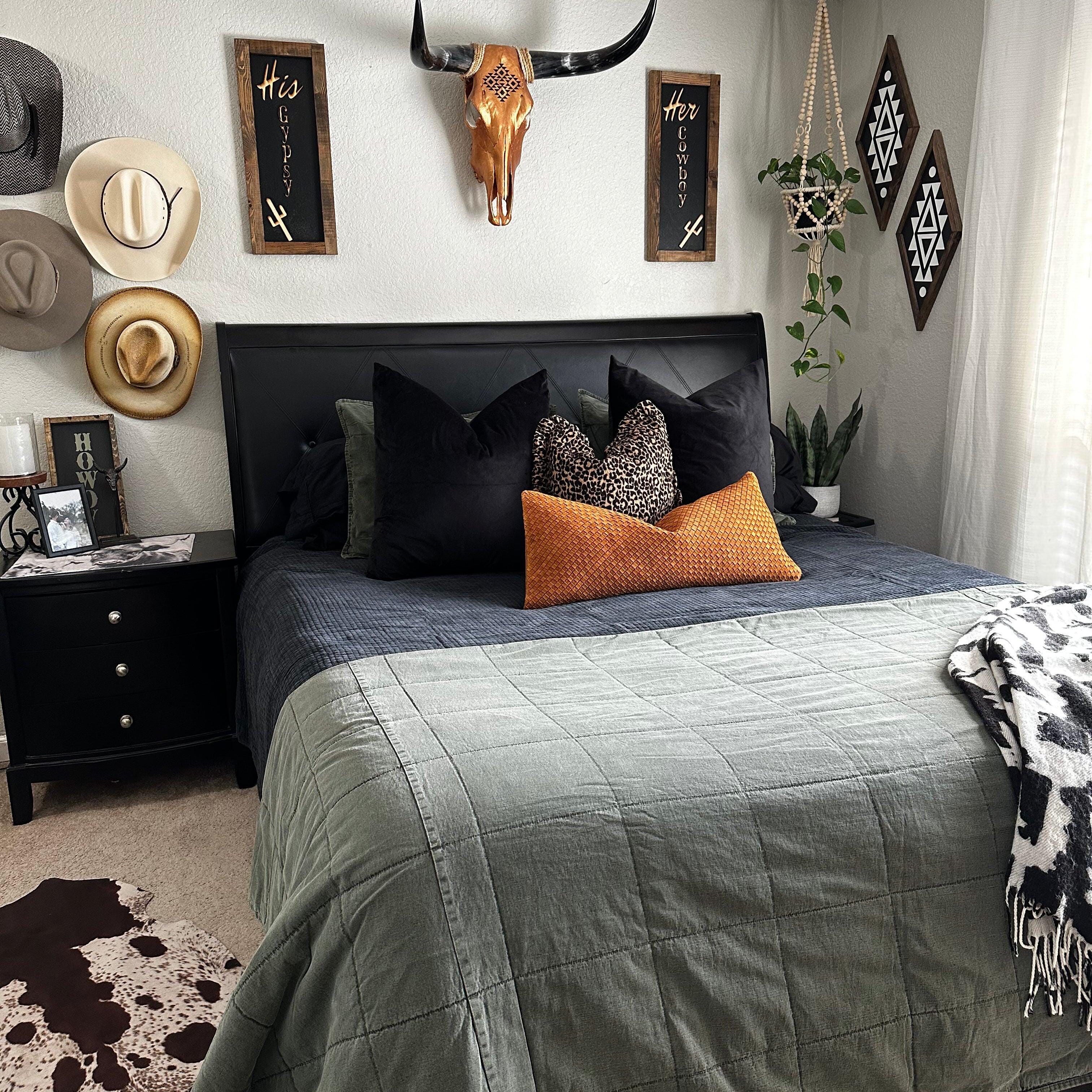 HiEnd Accents Stonewashed 3-Piece King Quilt Set, Black, large