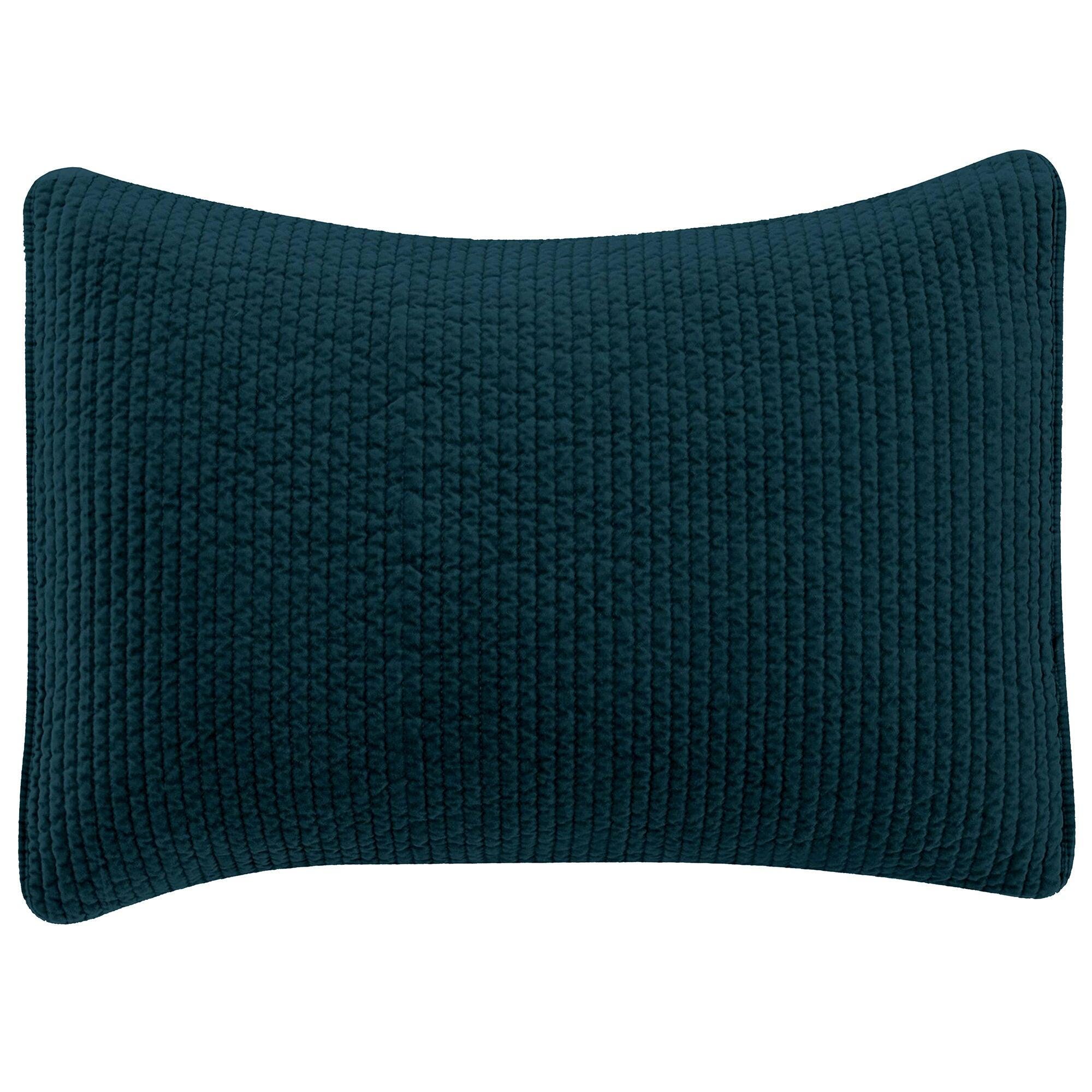 HiEnd Accents Stonewashed Quilted Pillow Sham, Deep Blue, large