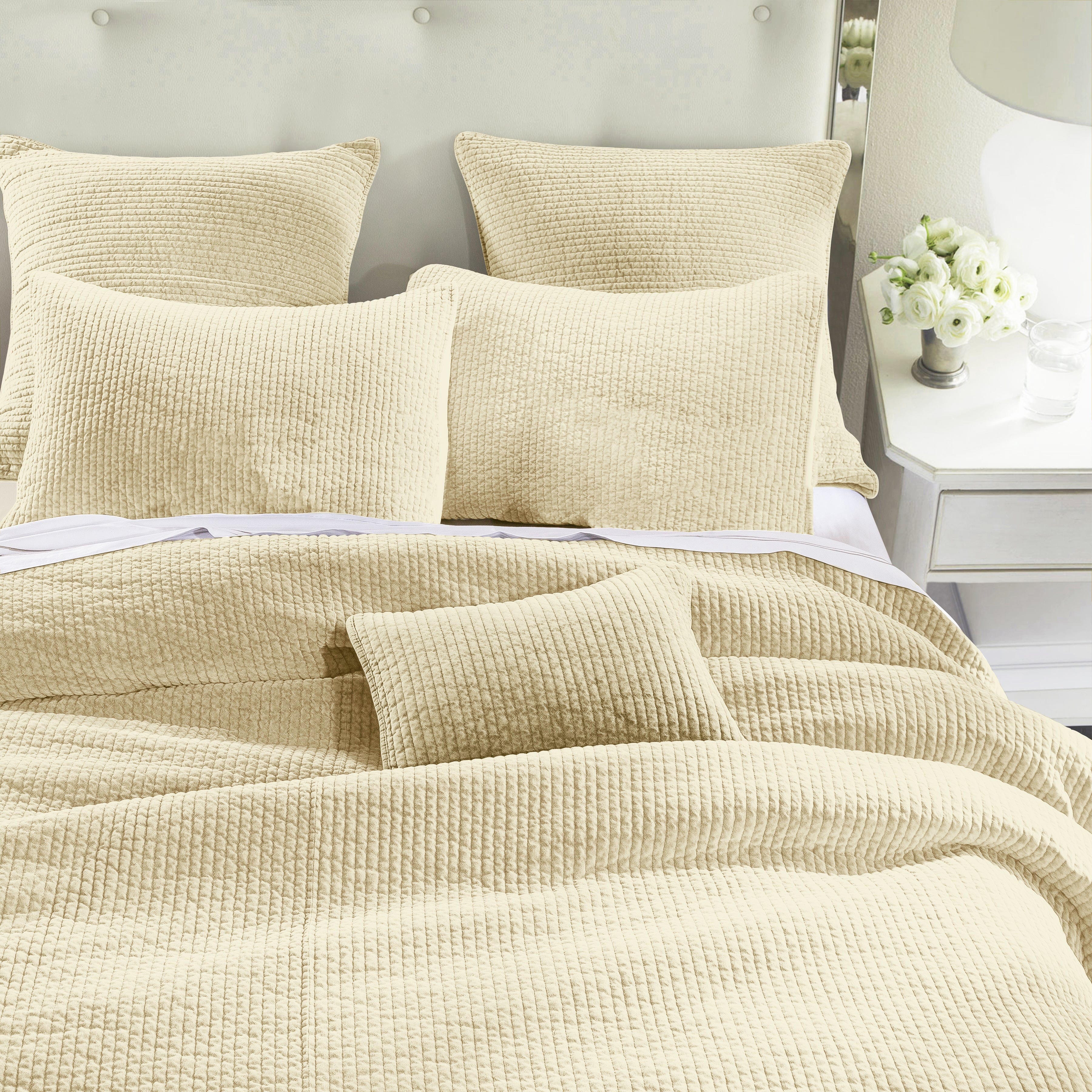 HiEnd Accents Stonewashed 3-Piece King Quilt Set, Light Tan, large
