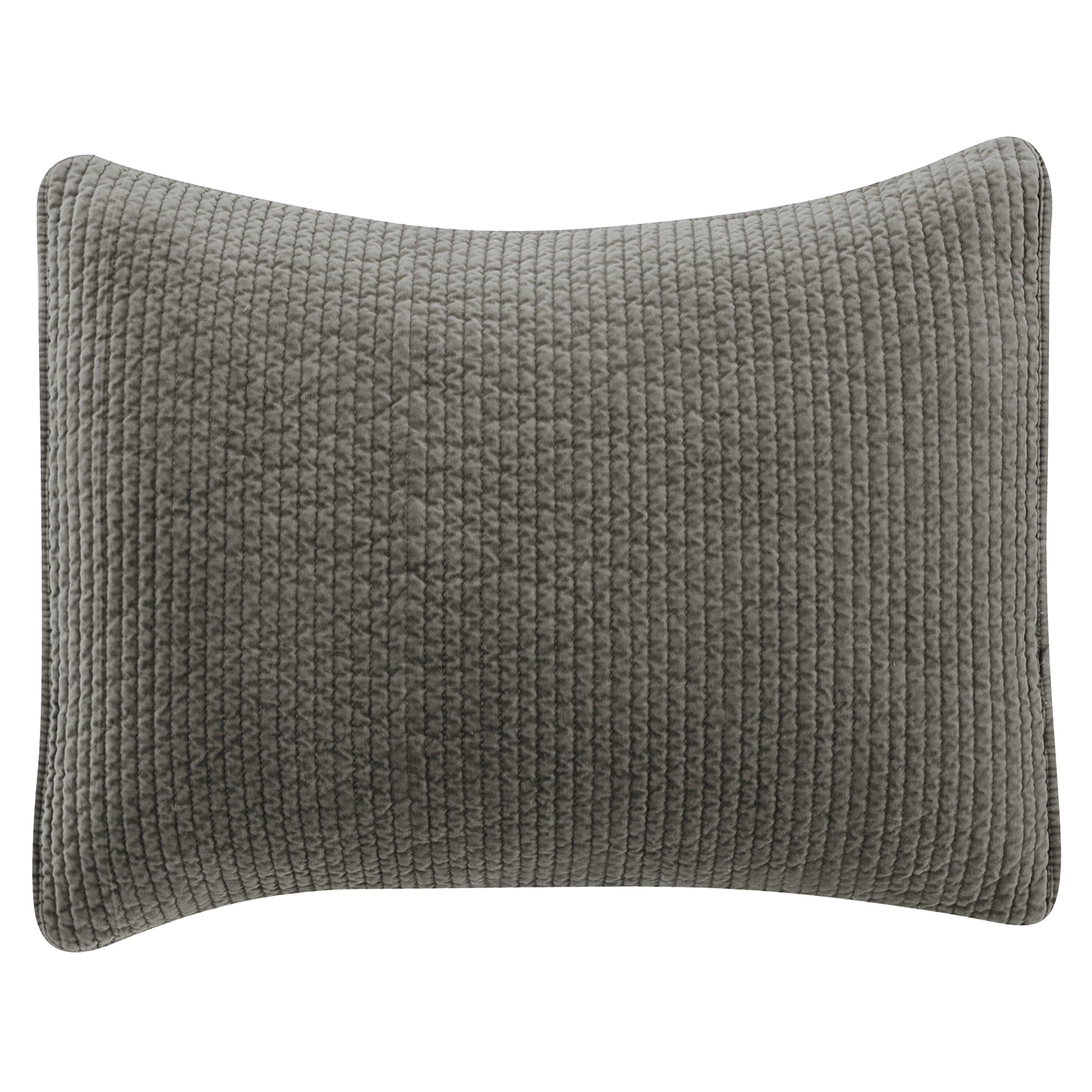 HiEnd Accents Stonewashed Quilted Pillow Sham, Gray, large