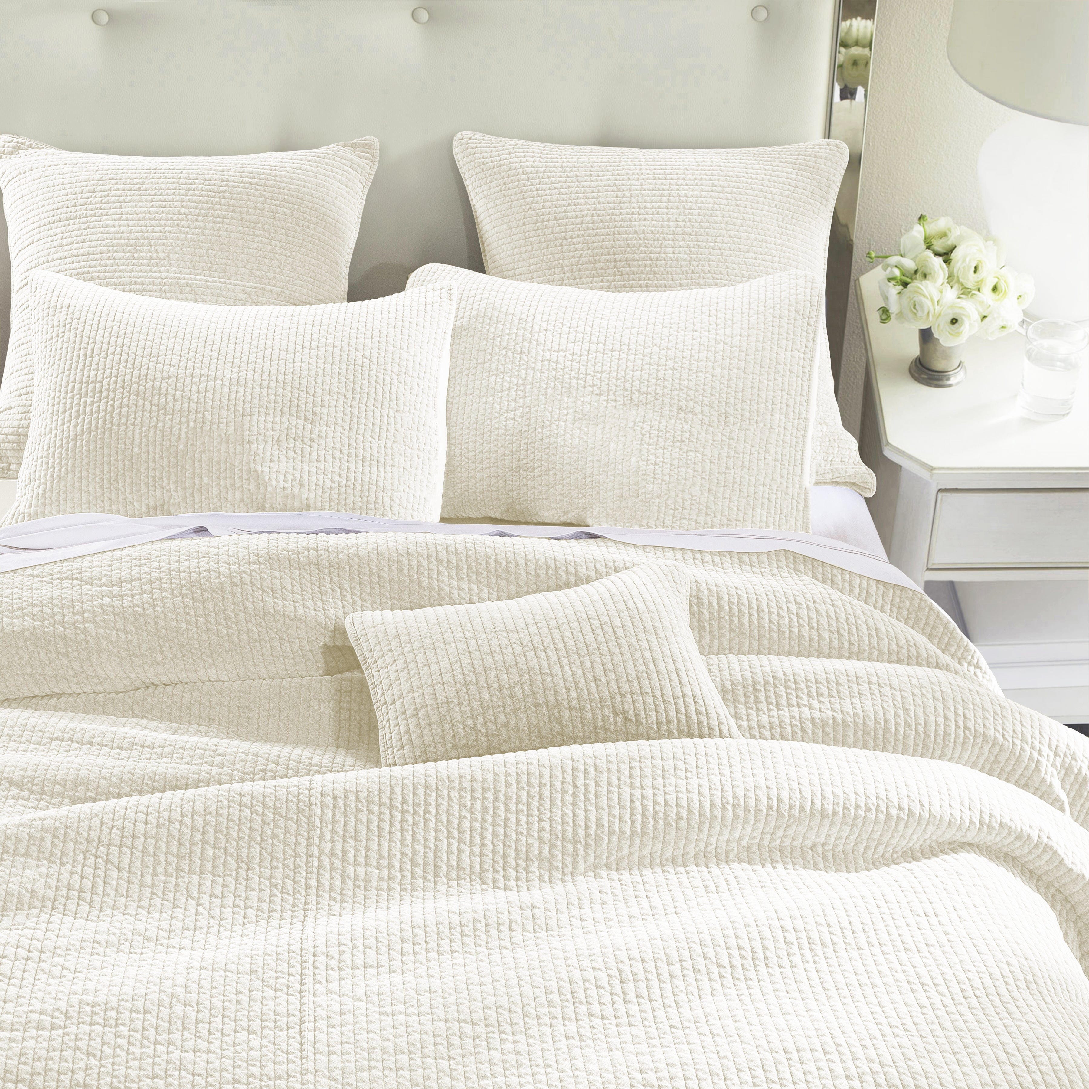 HiEnd Accents Stonewashed 3-Piece King Quilt Set, Vintage White, large