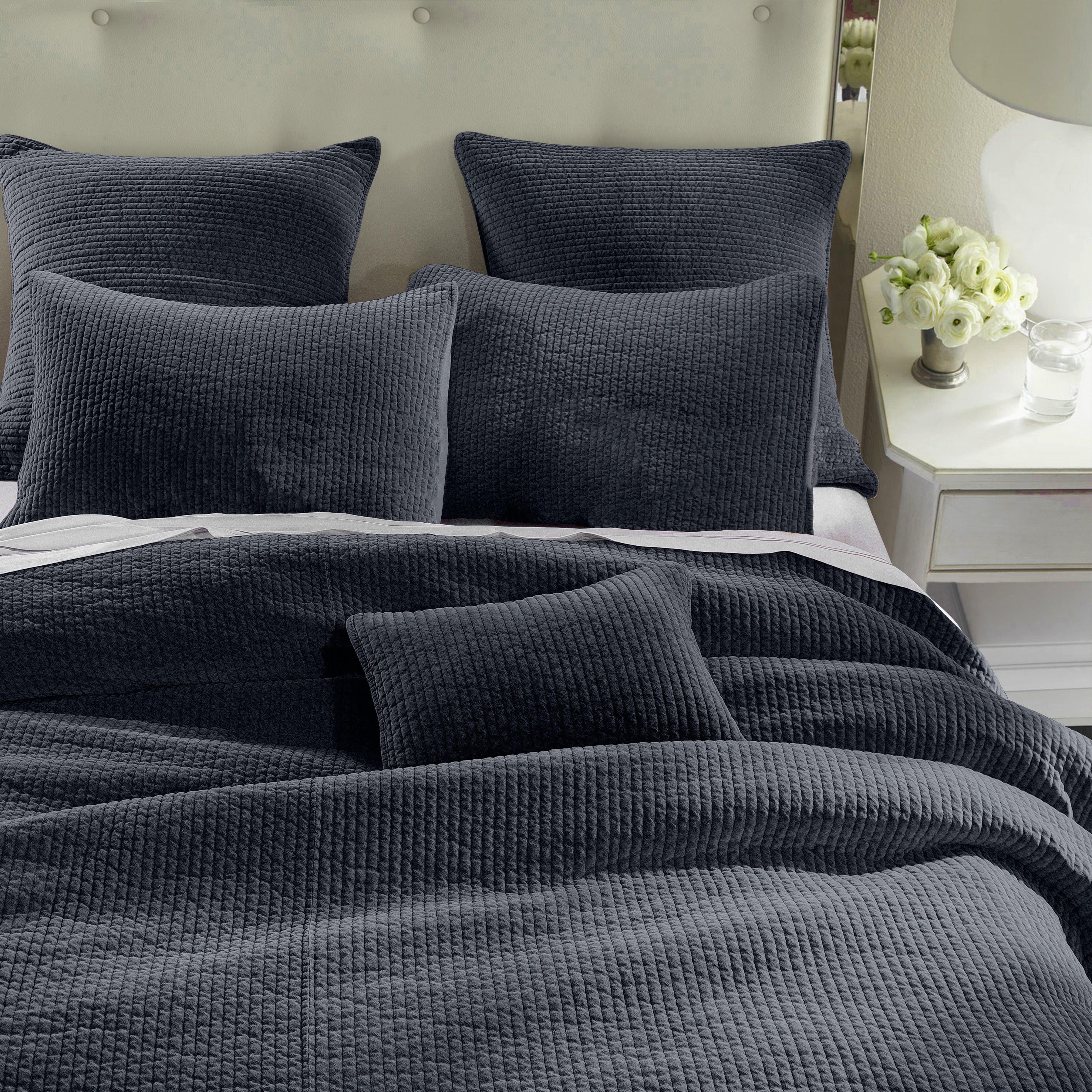 HiEnd Accents Stonewashed 3-Piece Full/Queen Quilt Set, Navy, large
