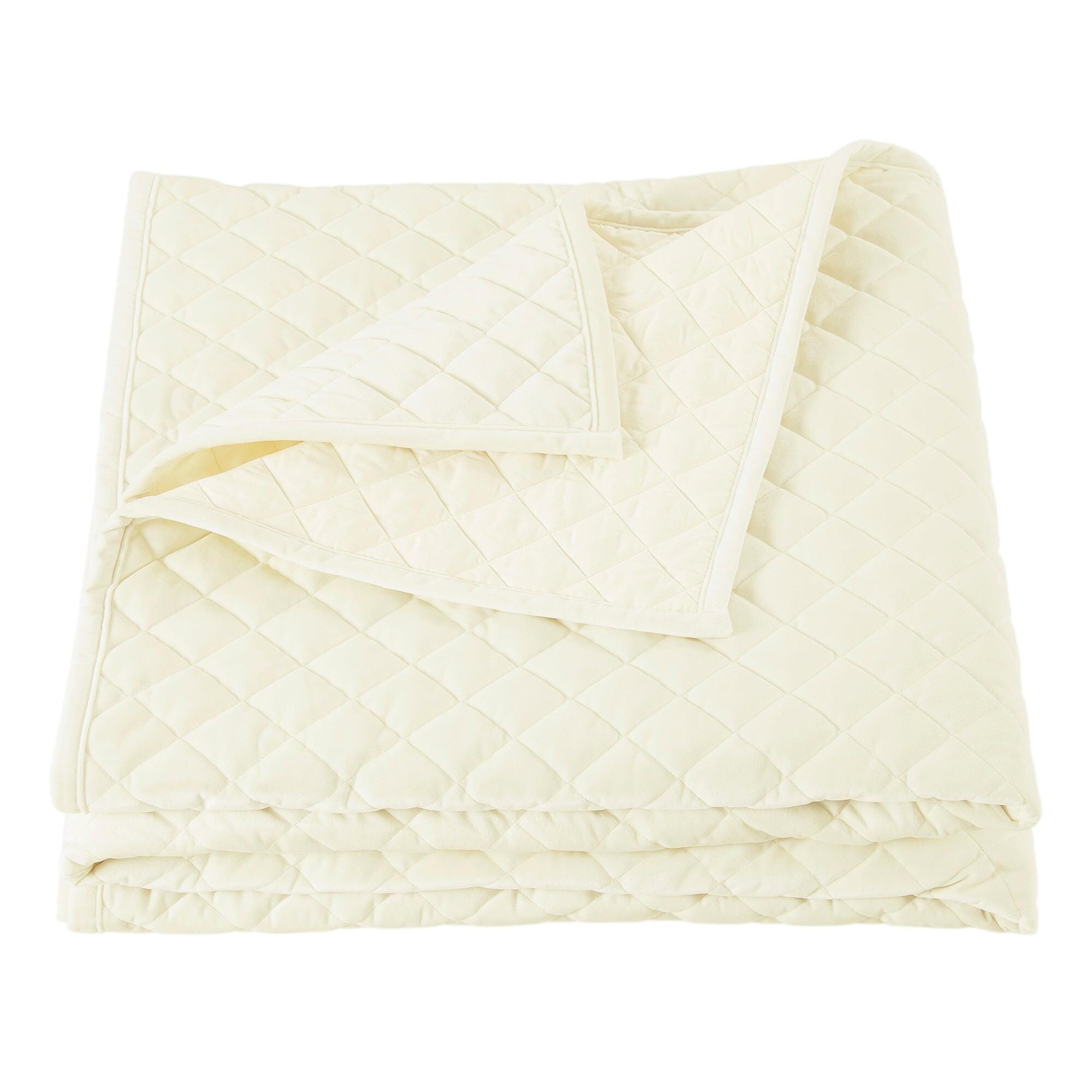HiEnd Accents Diamond King Velvet Quilt, Cream, large