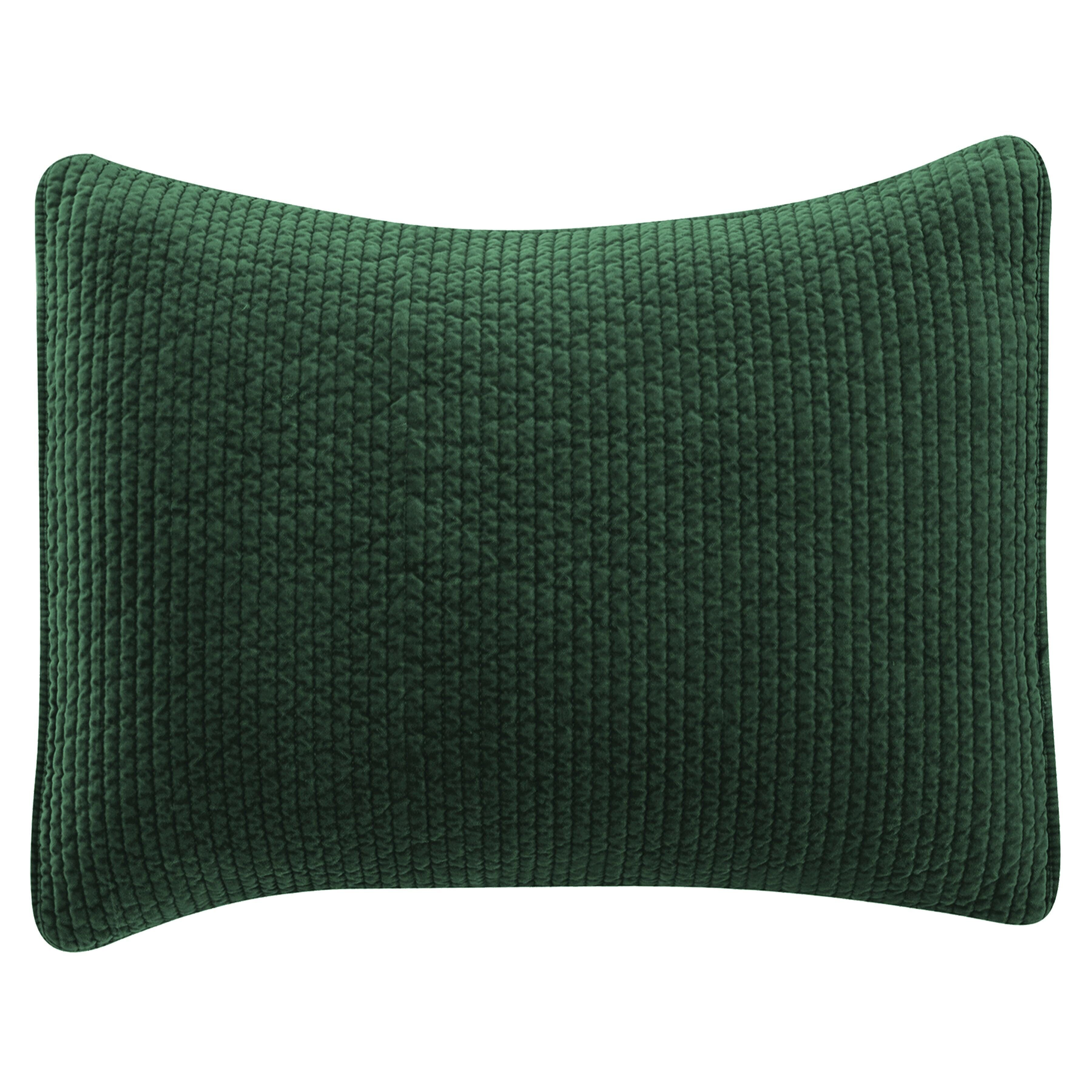 HiEnd Accents Stonewashed Quilted Pillow Sham, Emerald, large