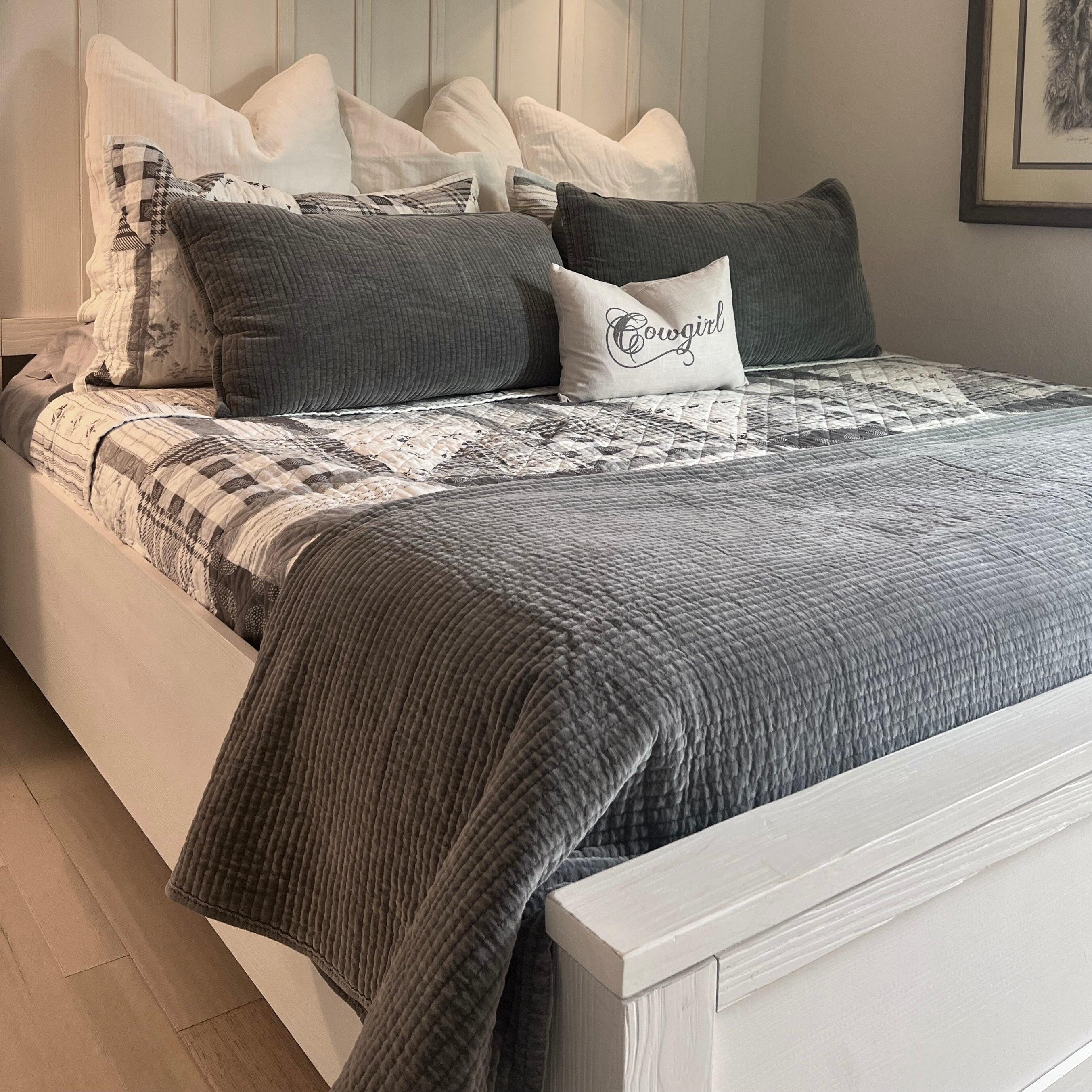 HiEnd Accents Stonewashed 3-Piece King Quilt Set, Gray, large