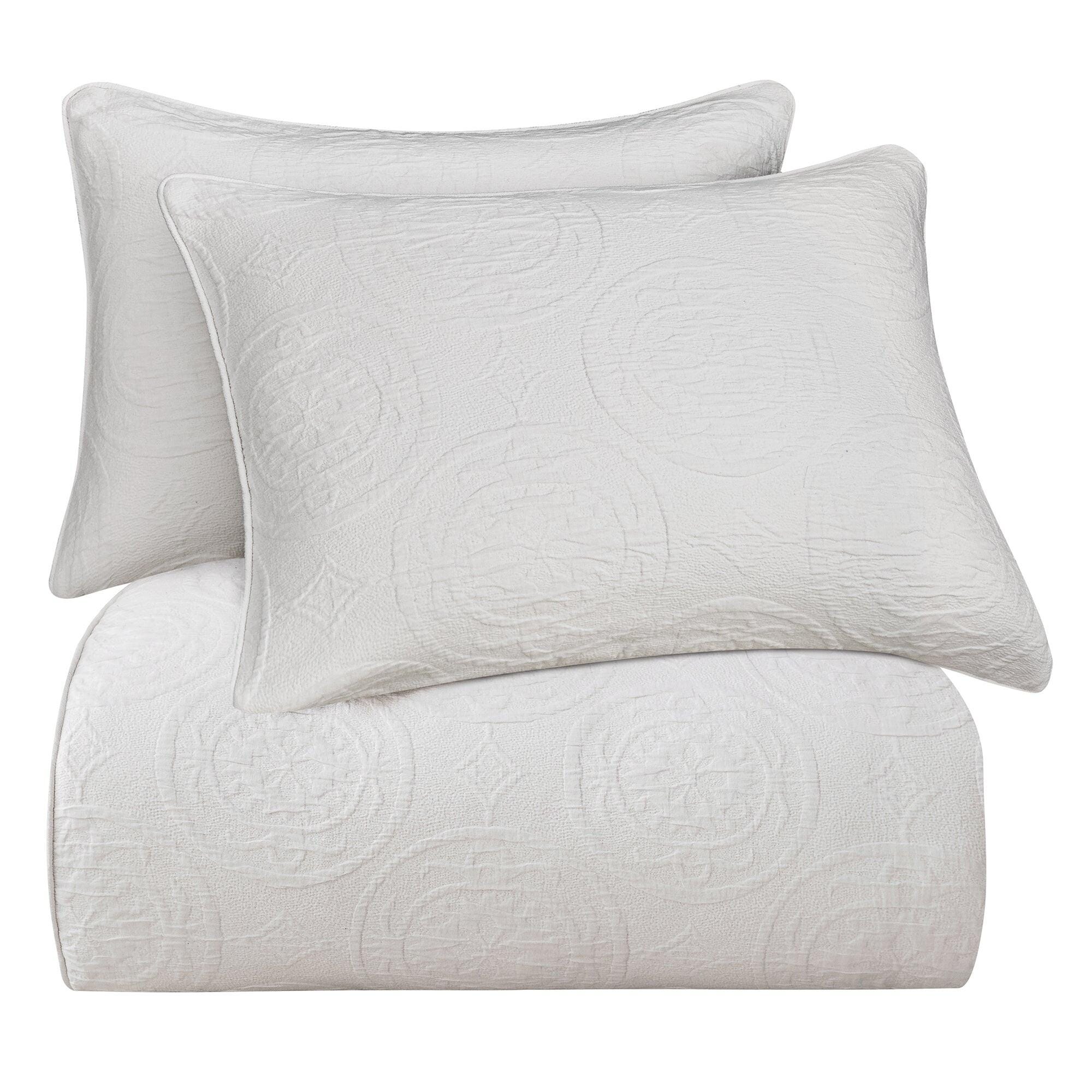 HiEnd Accents Verona 3-Piece King Comforter Set, Vintage White, rollover
