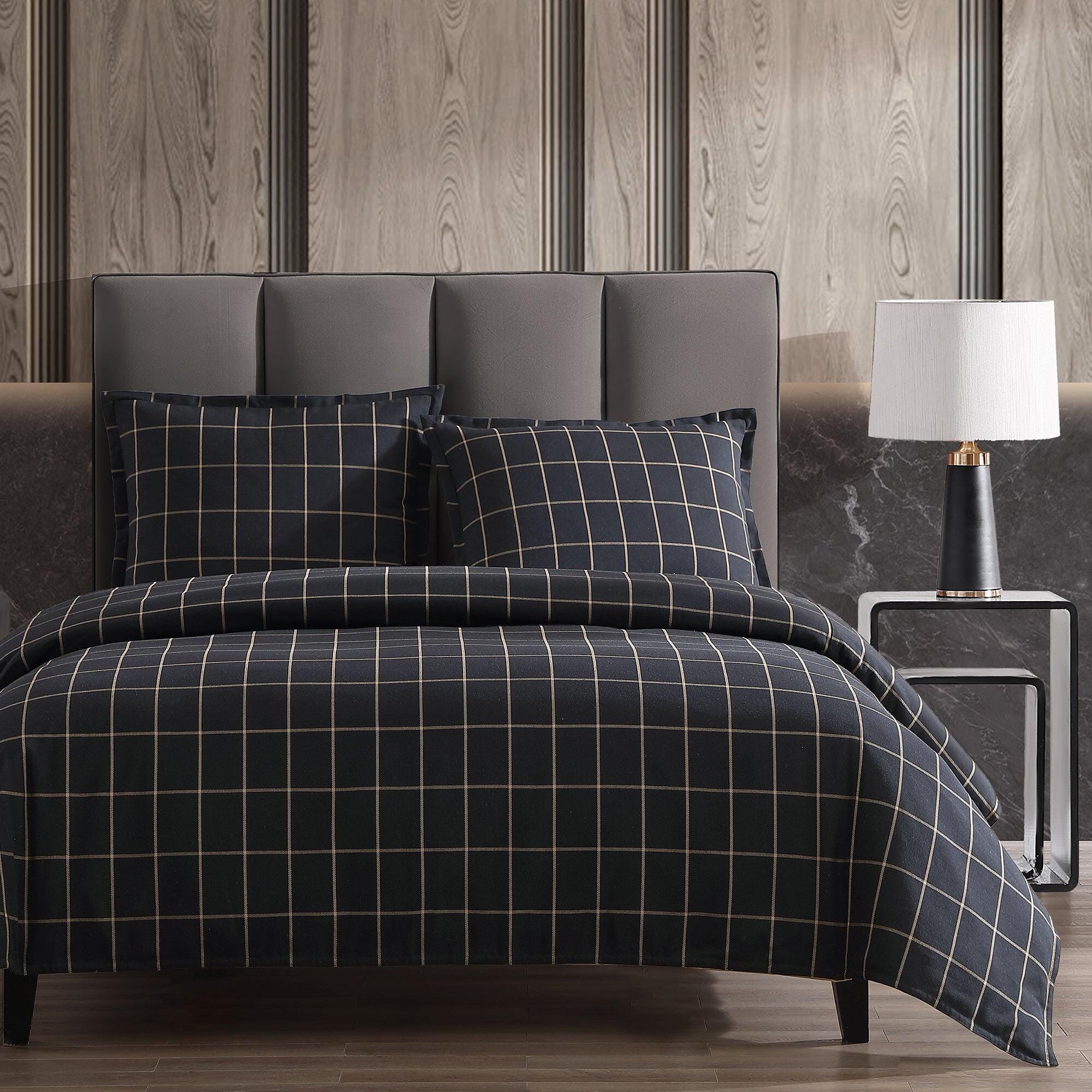 HiEnd Accents Windowpane 3-Piece King Comforter Set, Black, large