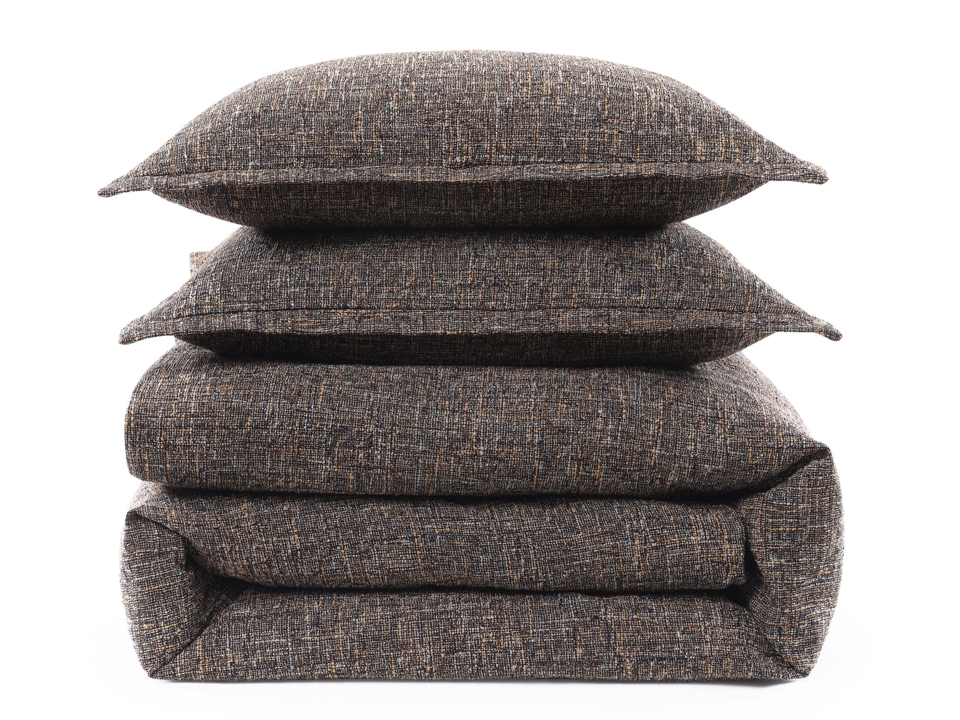 Ashley Luxe 3-Piece King Duvet Cover Set, Brown, rollover