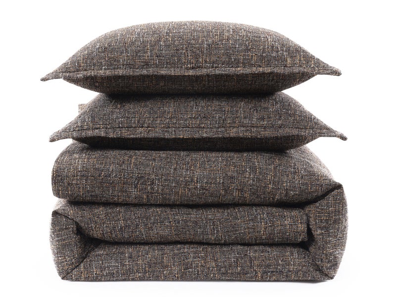 Ashley Luxe King Tweed Duvet Cover Set, Brown