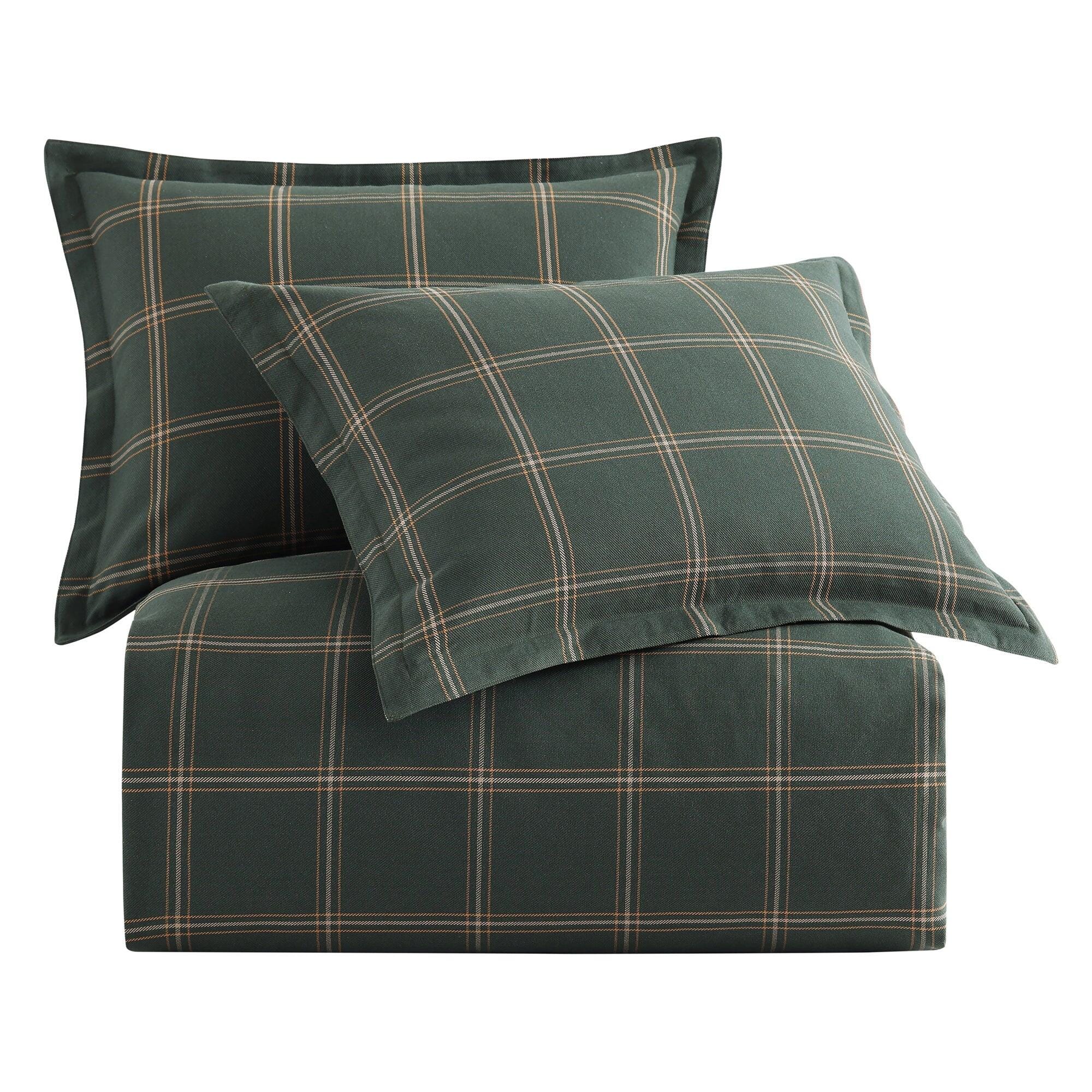 HiEnd Accents Windowpane 3-Piece Queen Duvet Cover Set, Hunter Green, large