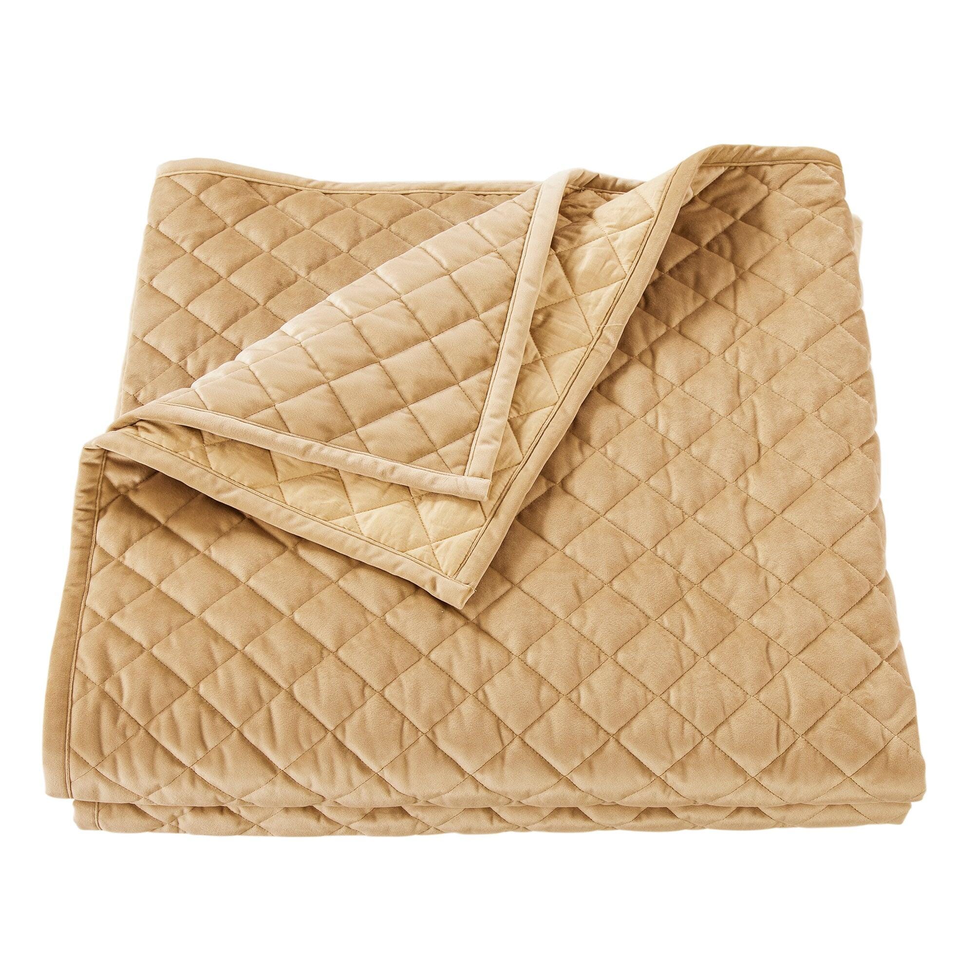 HiEnd Accents Diamond Full/Queen Velvet Quilt, Gold, large