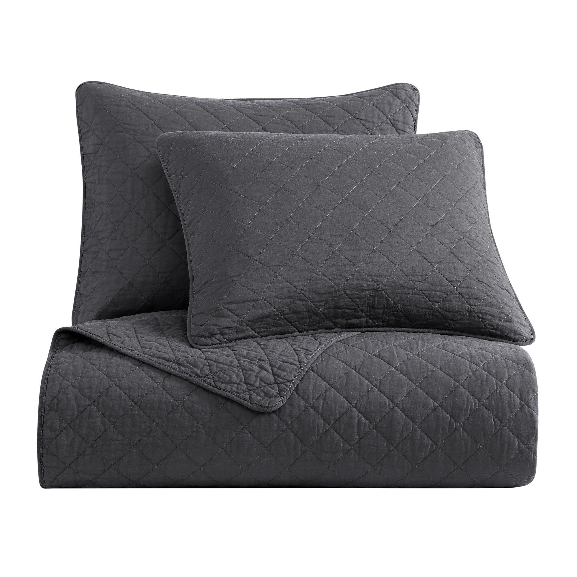 Indigo Hill 3-Piece Full/Queen Comfort Quilt Set, Charcoal, rollover