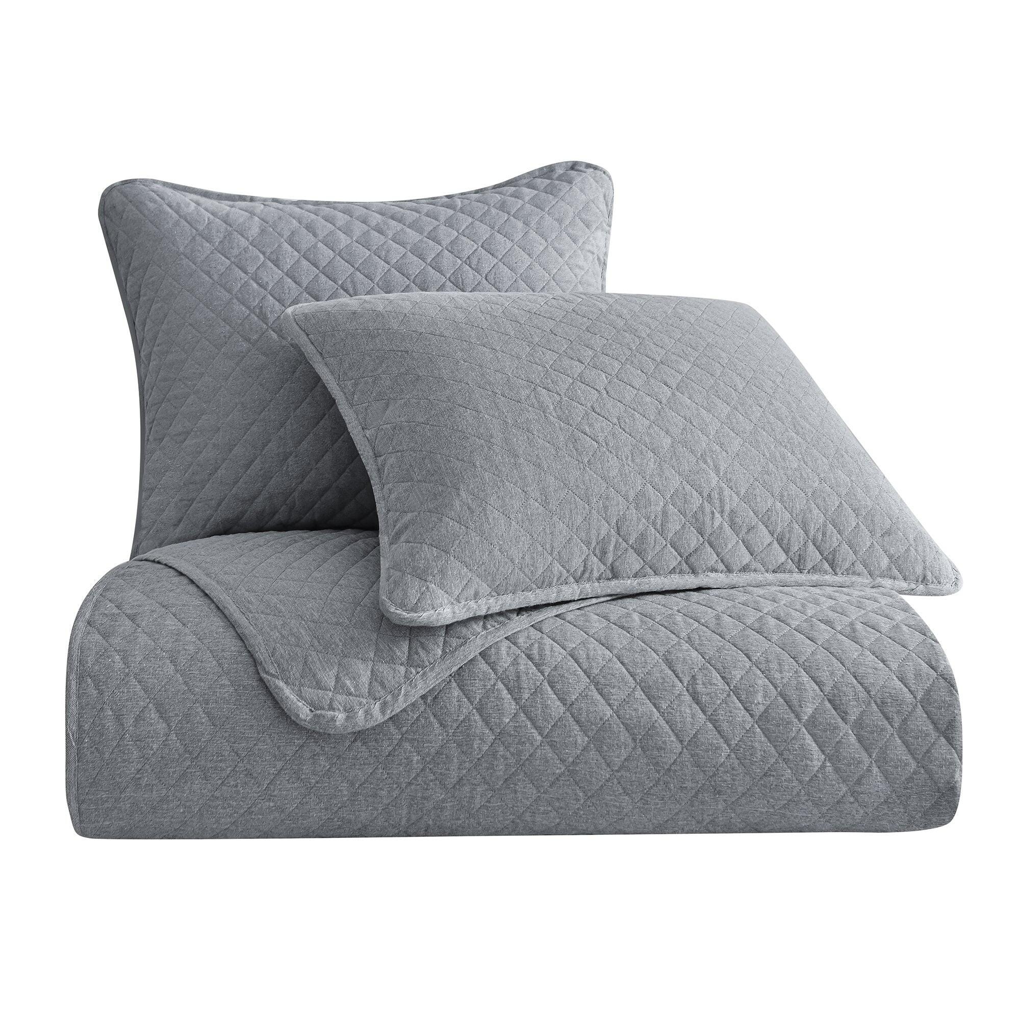 Indigo Hill Anna Diamond 3-Piece Twin Quilted Coverlet Set, Gray, large