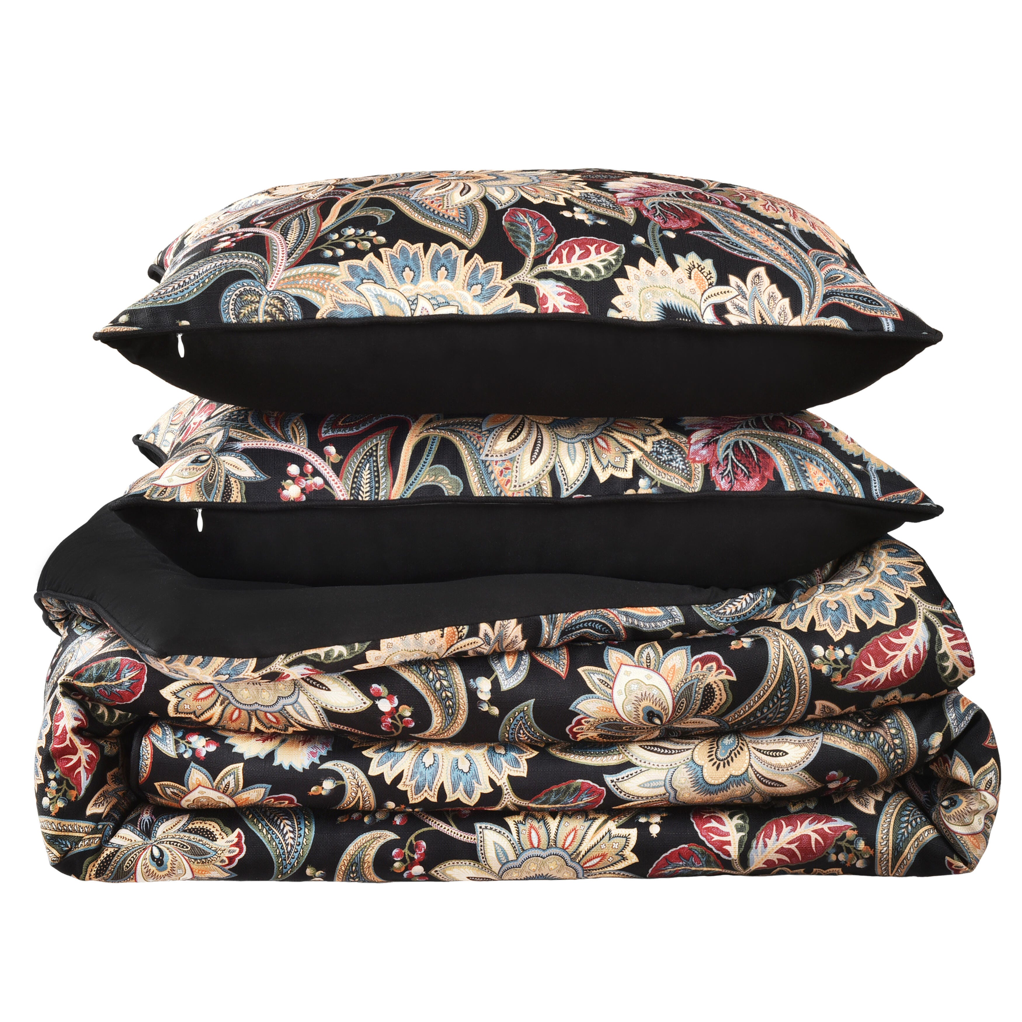 Royal Court Calabria 3 Piece Full/Queen Comforter Set, Black, rollover
