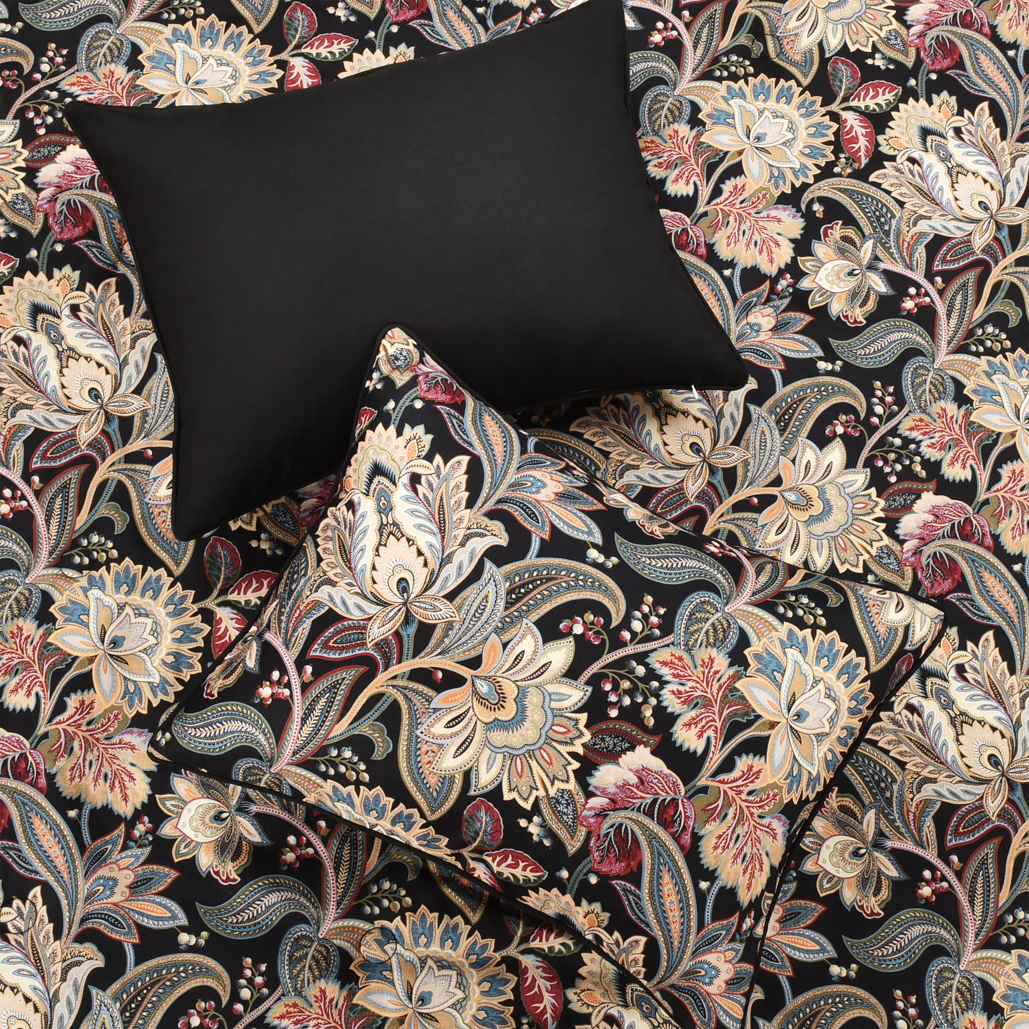 Royal Court Calabria 3 Piece Full/Queen Comforter Set, Black, large