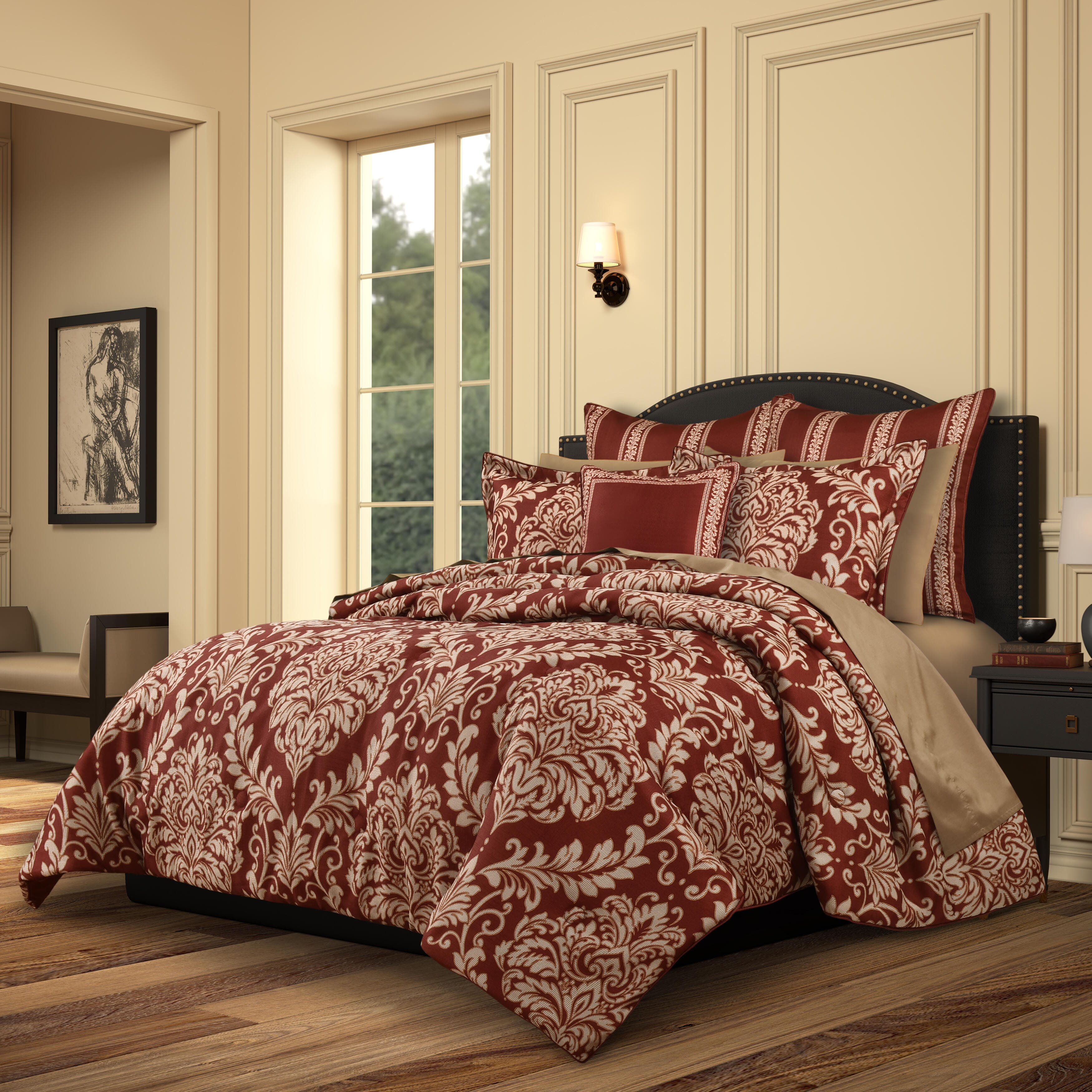 Royal Court Lazia 3 Piece King/California King Comforter Set, Red, large