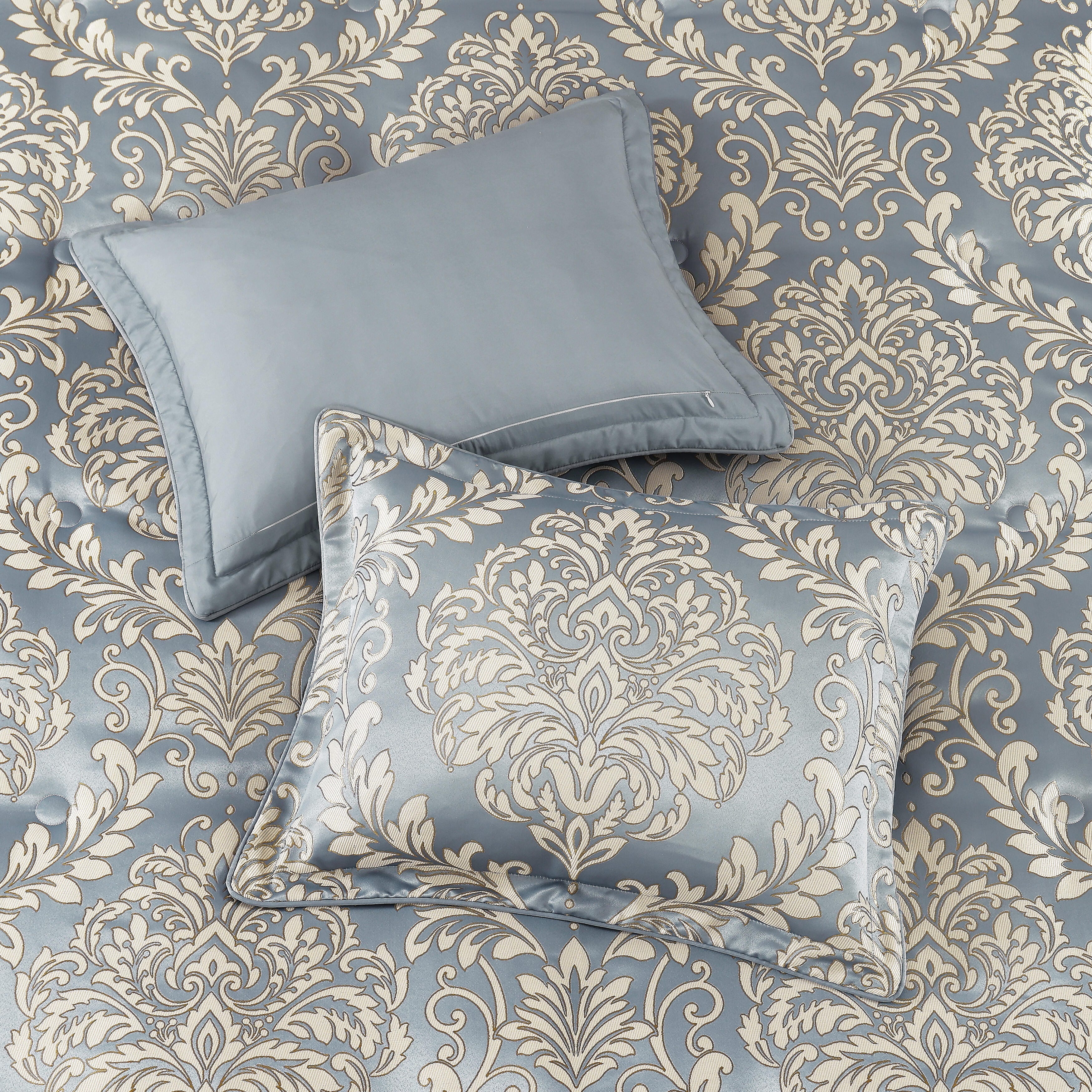 Royal Court Lorenzo 3 Piece Full/Queen Comforter Set, Blue, large