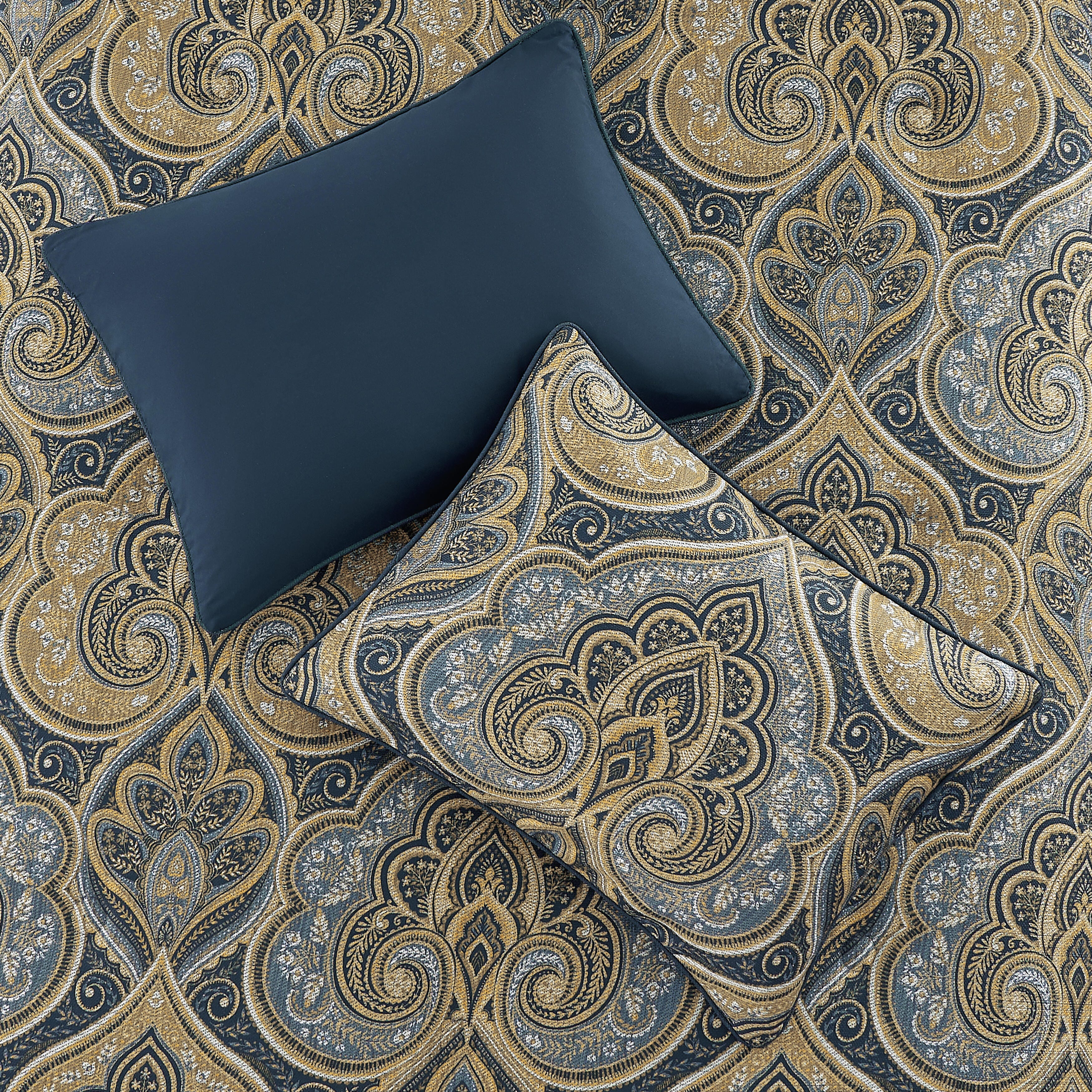 Royal Court Messina 3 Piece King/California King Comforter Set, Navy, large