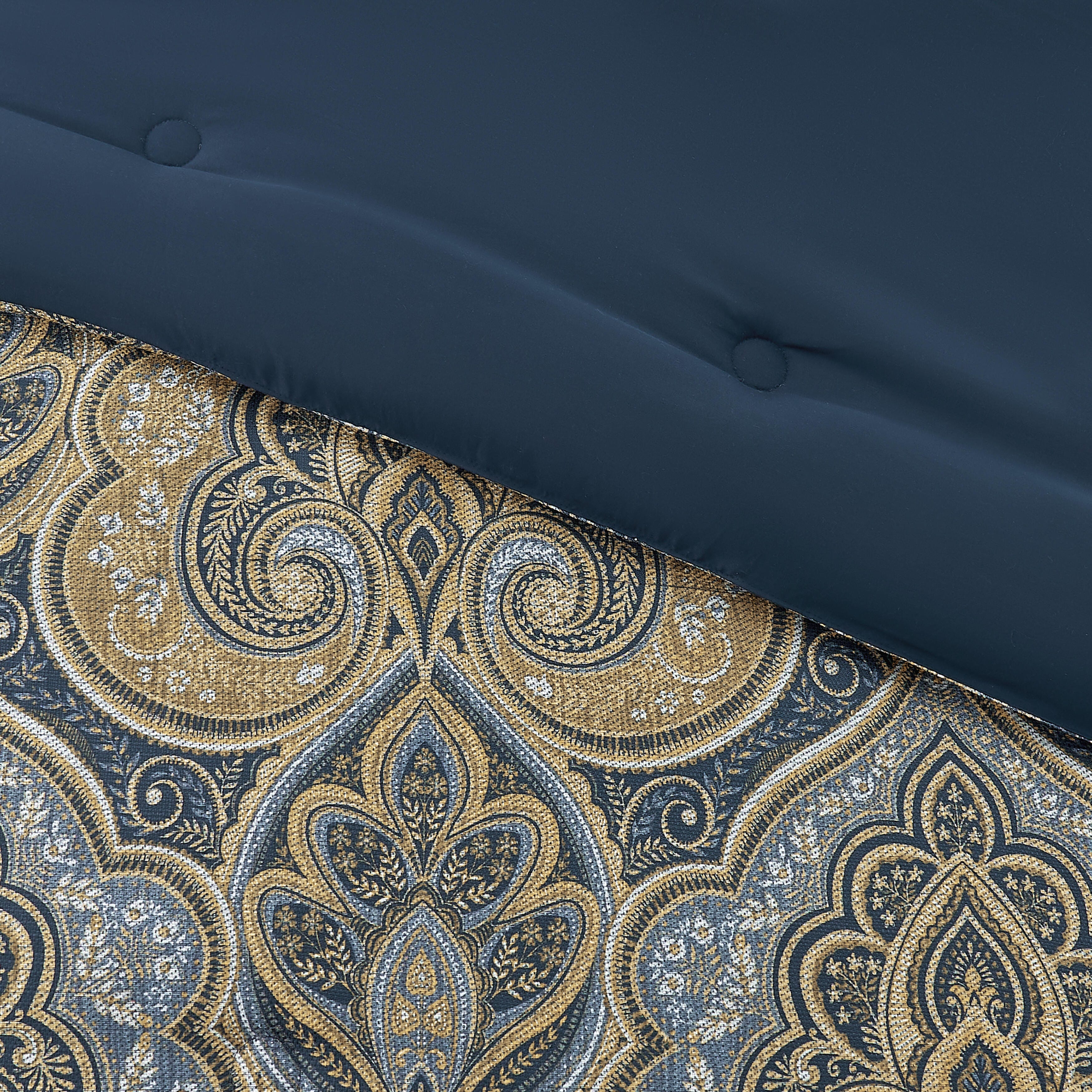 Royal Court Messina 3 Piece King/California King Comforter Set, Navy, large