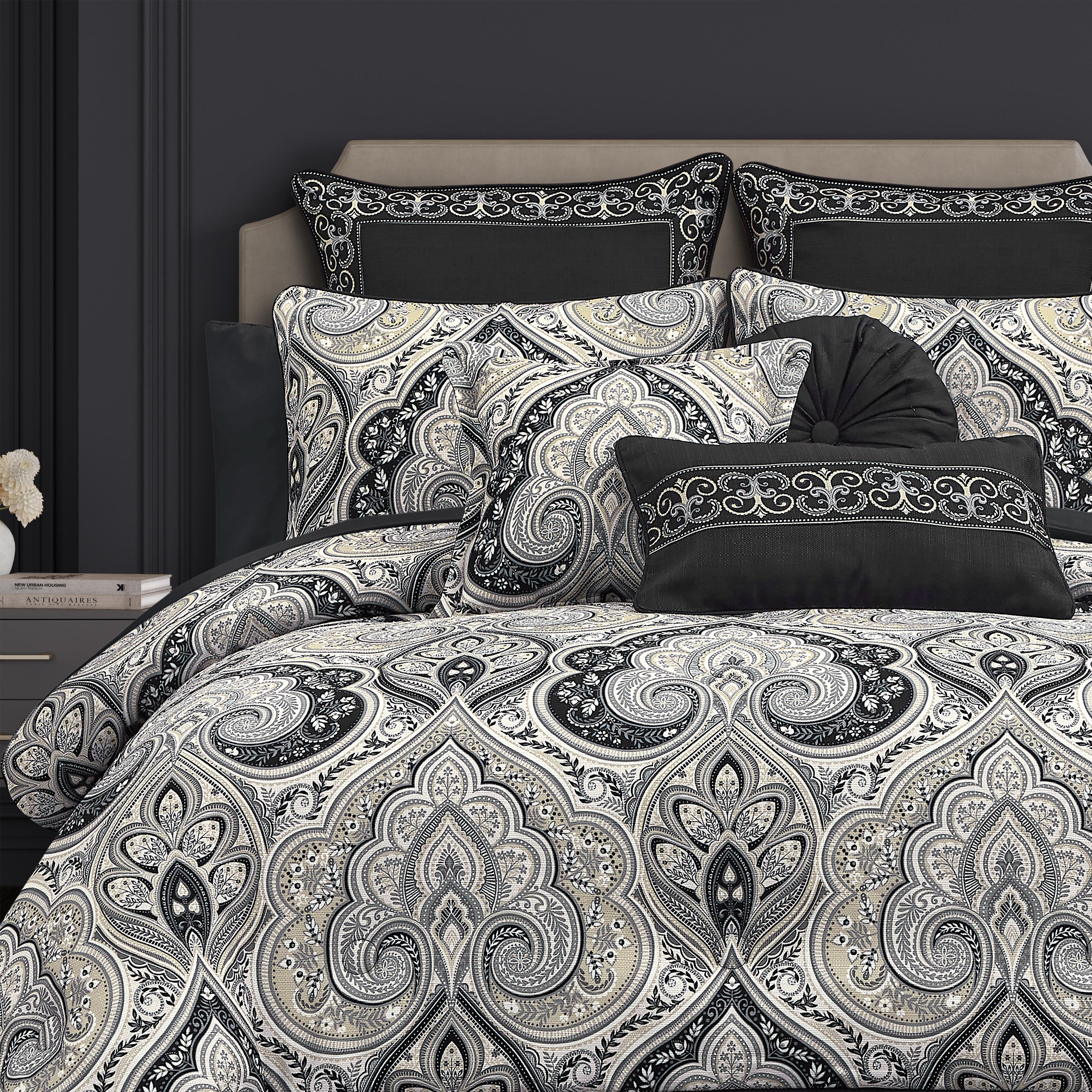 Royal Court Messina 3 Piece Full/Queen Comforter Set, Black, large