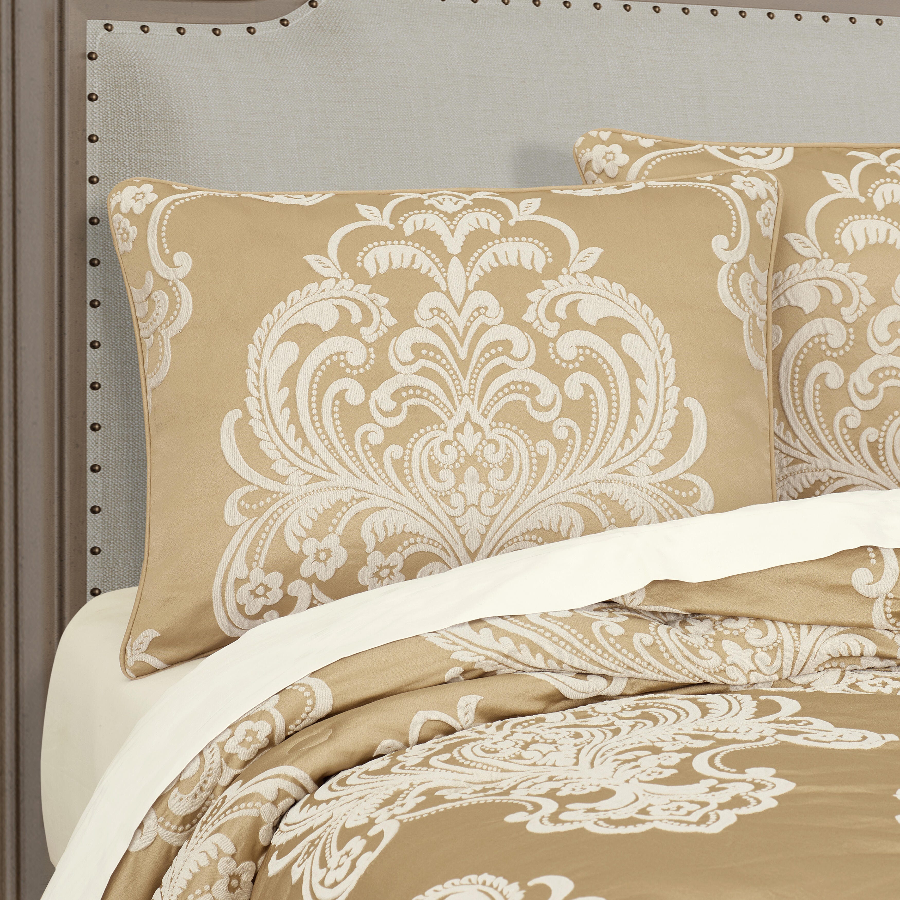 Royal Court Potenza 3 Piece Full/Queen Comforter Set, Gold, large