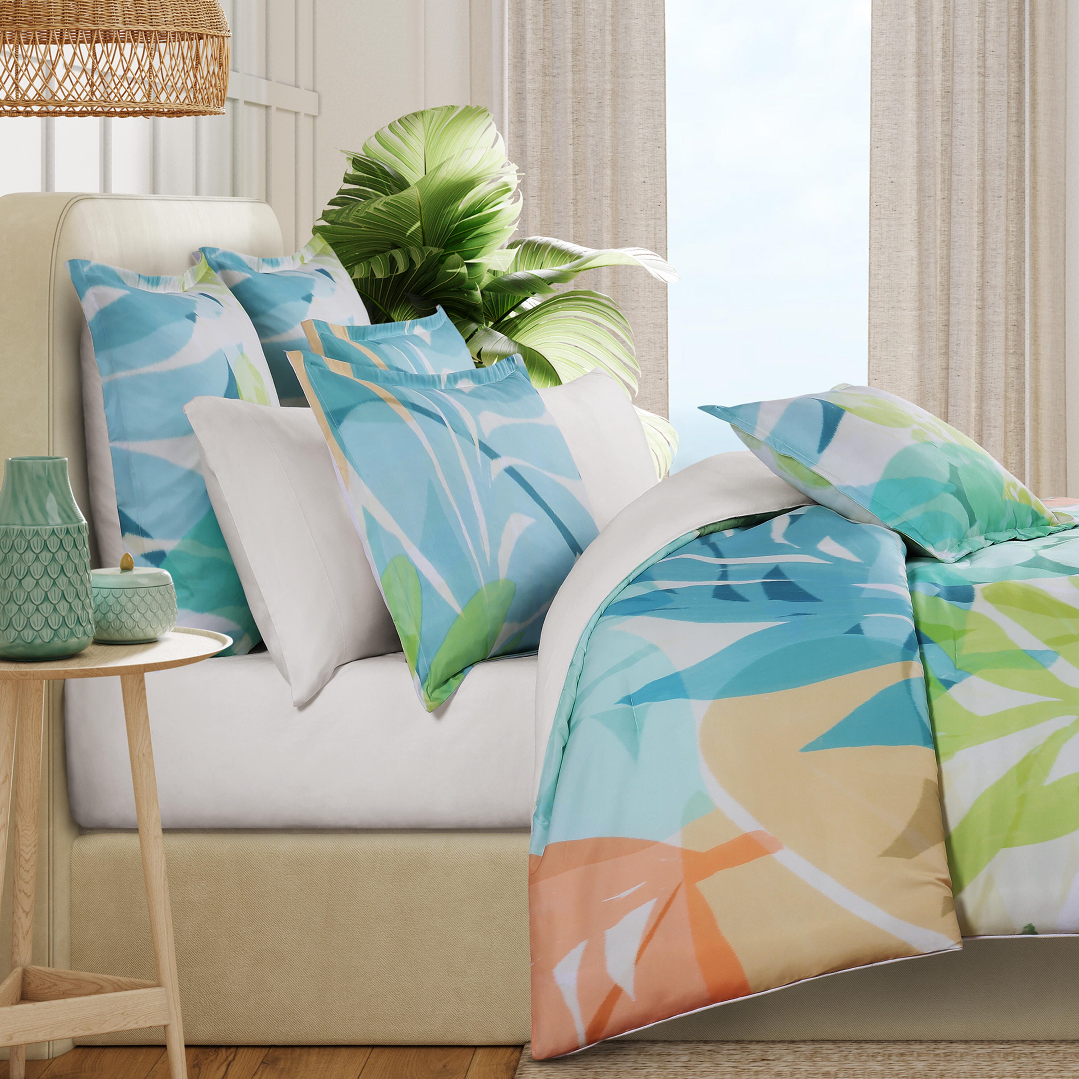 J. Queen Bold Tiki Euro Sham, Green, large