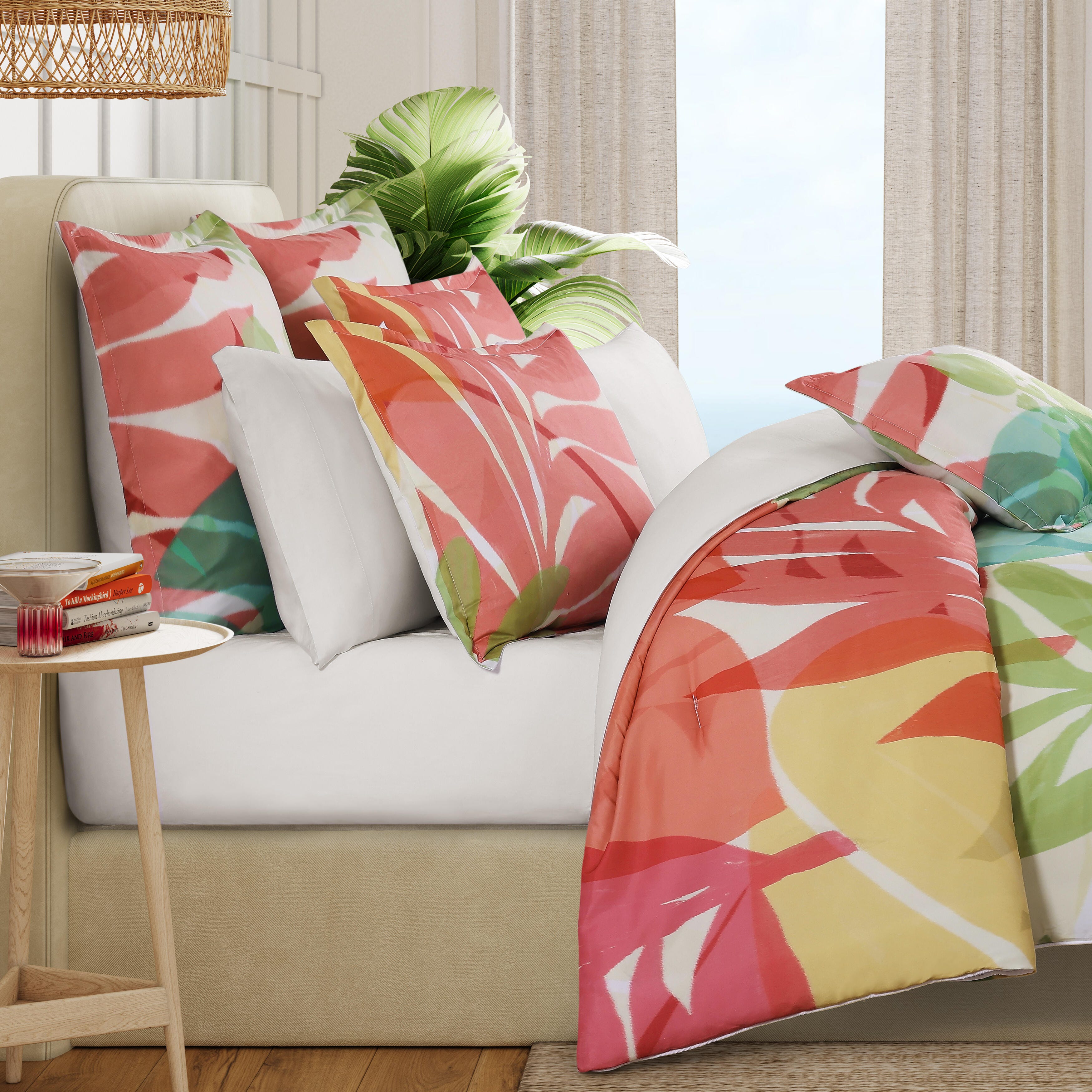 J. Queen Bold Tiki Euro Sham, Fuchsia, large
