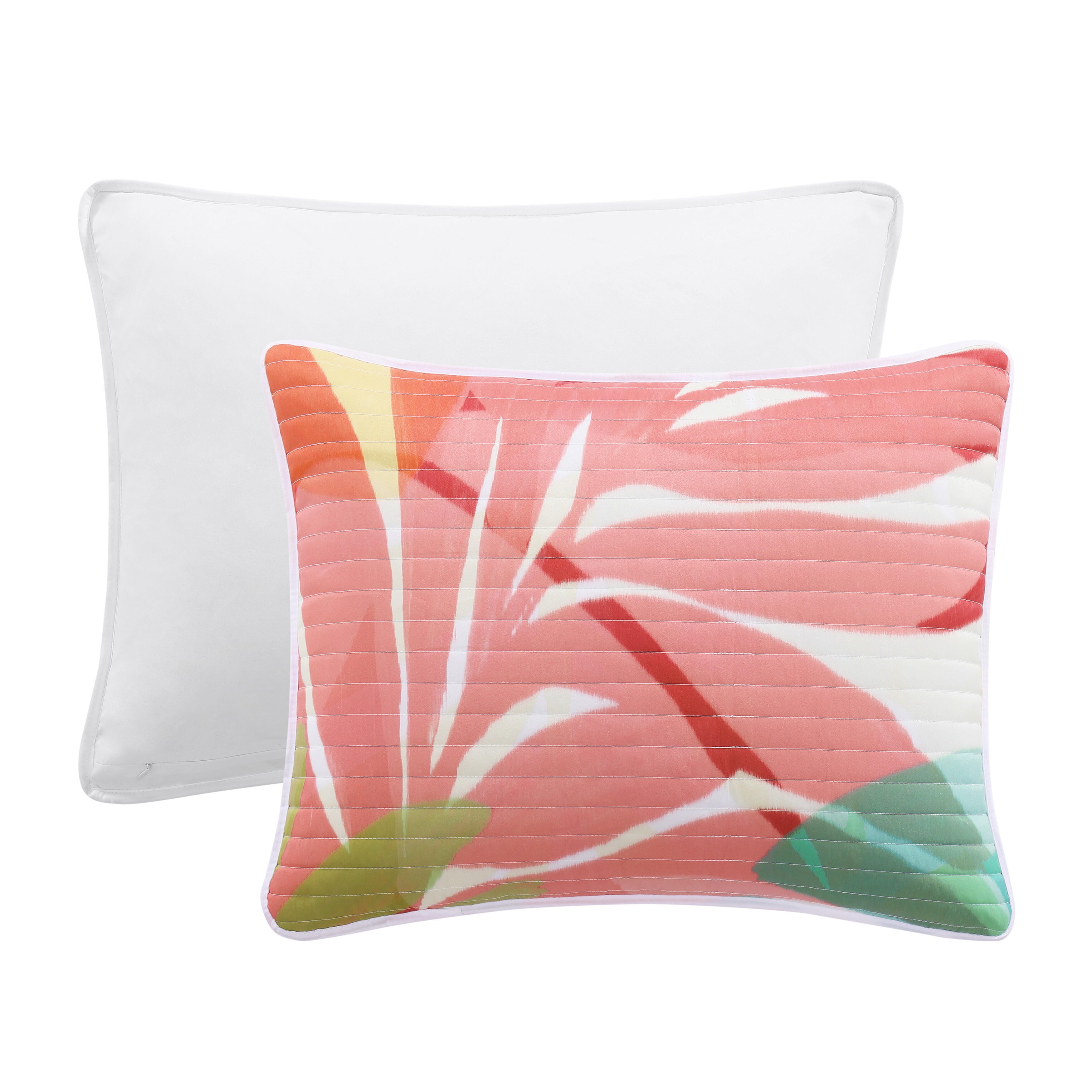 J. Queen Bold Tiki 3 Piece Full/Queen Quilt Set, Fuchsia, large