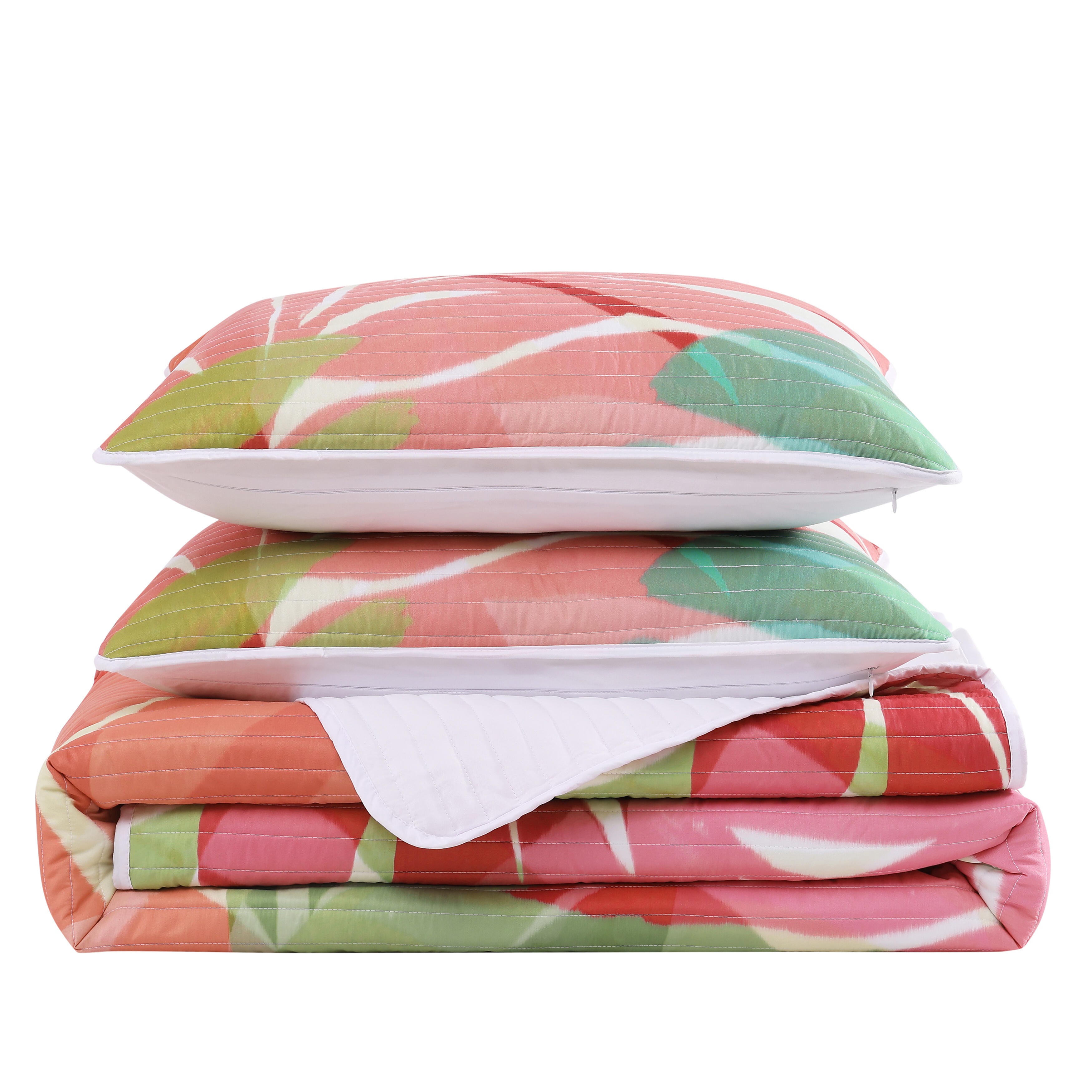 J. Queen Bold Tiki 3 Piece Full/Queen Quilt Set, Fuchsia, large