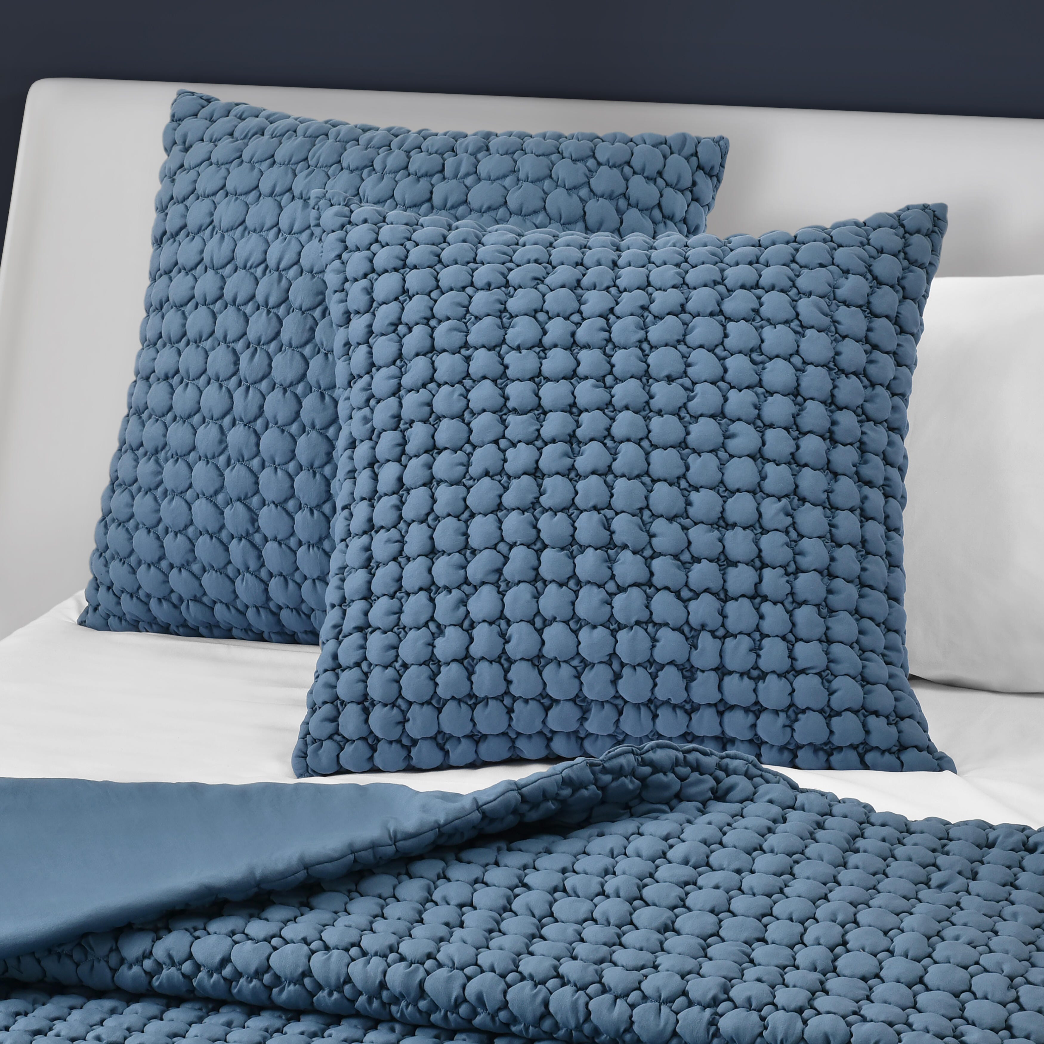J. Queen Bold Cloud Puff Euro Quilted Sham, Blue, large