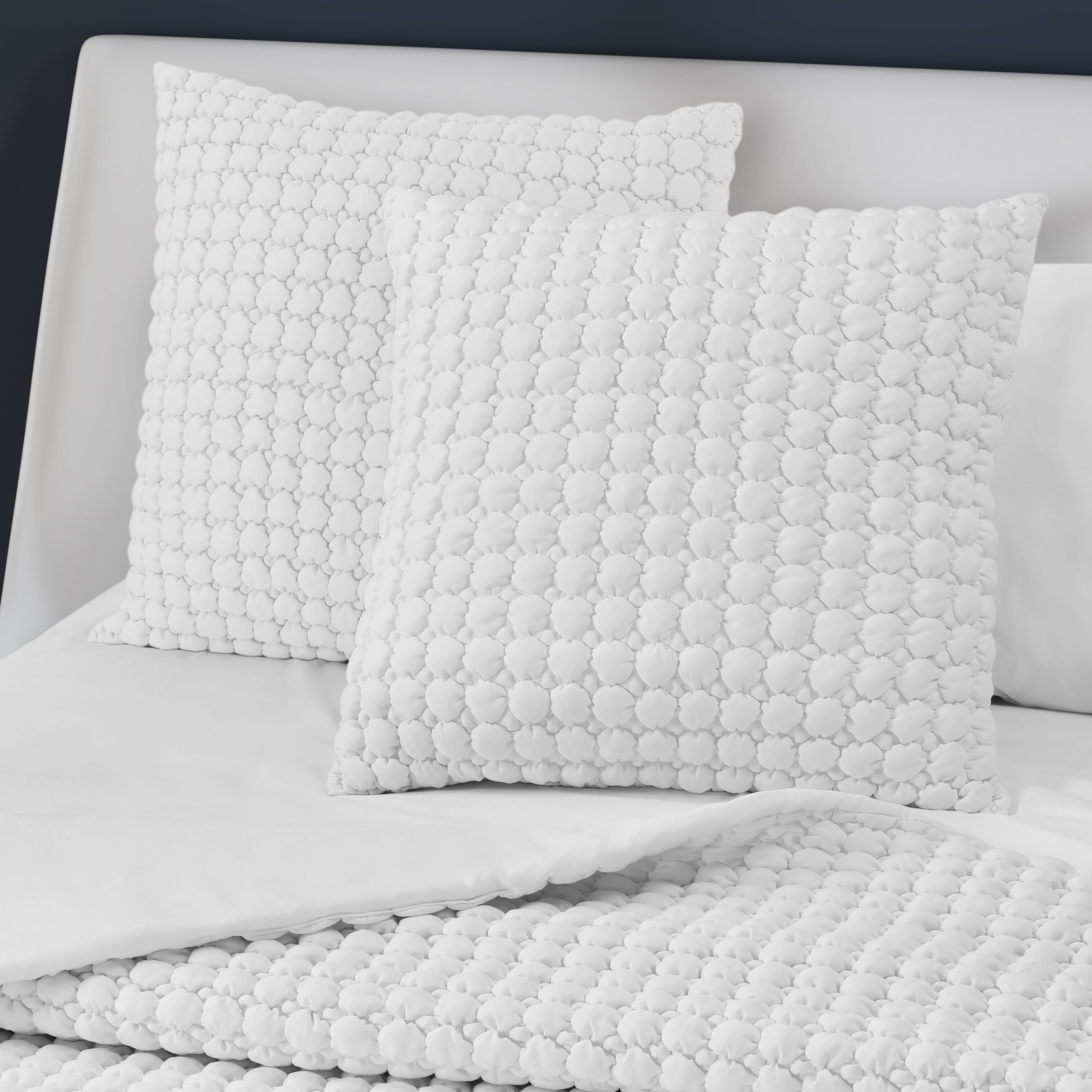 J. Queen Bold Cloud Puff Euro Quilted Sham, White, large