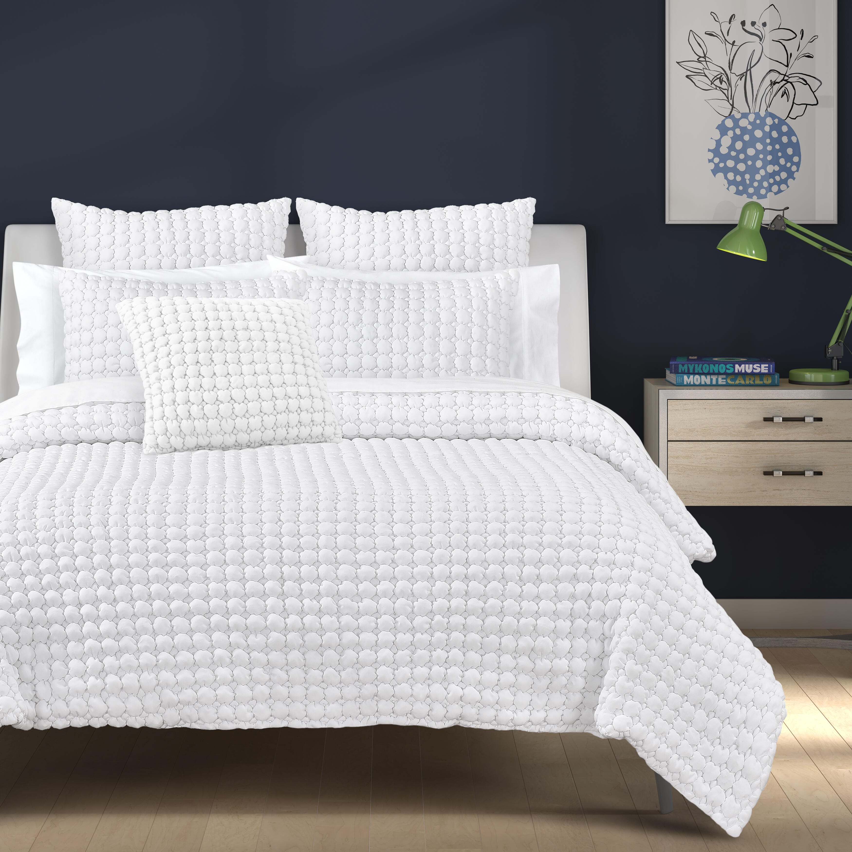 J. Queen Bold Cloud Puff Euro Quilted Sham, White, large
