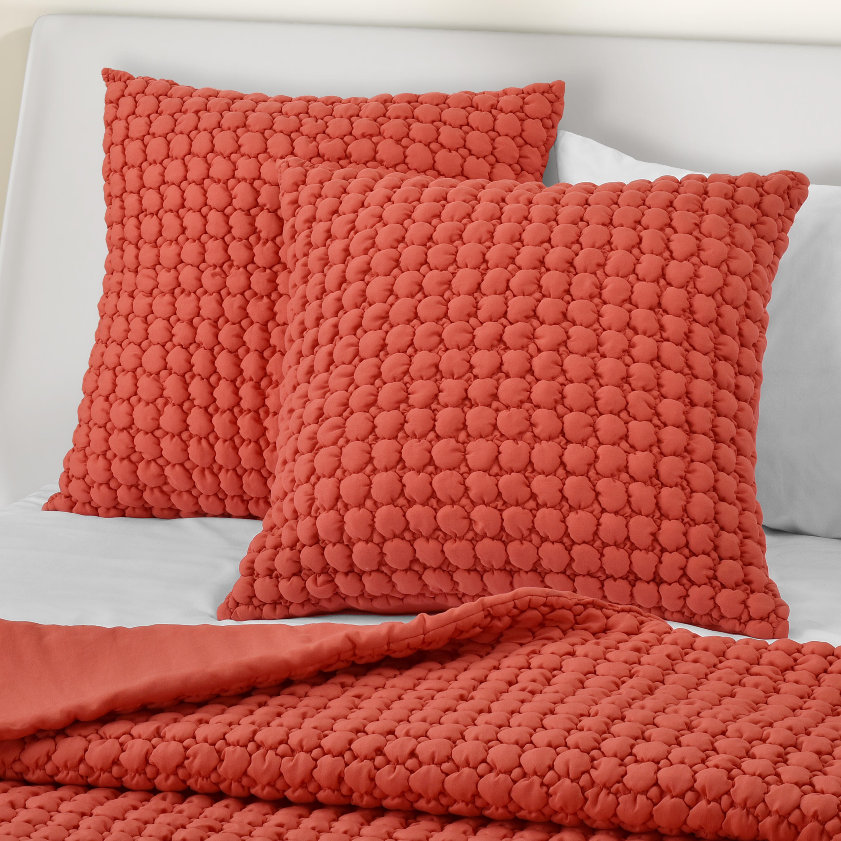 J. Queen Bold Cloud Puff Euro Quilted Sham, Melon, large