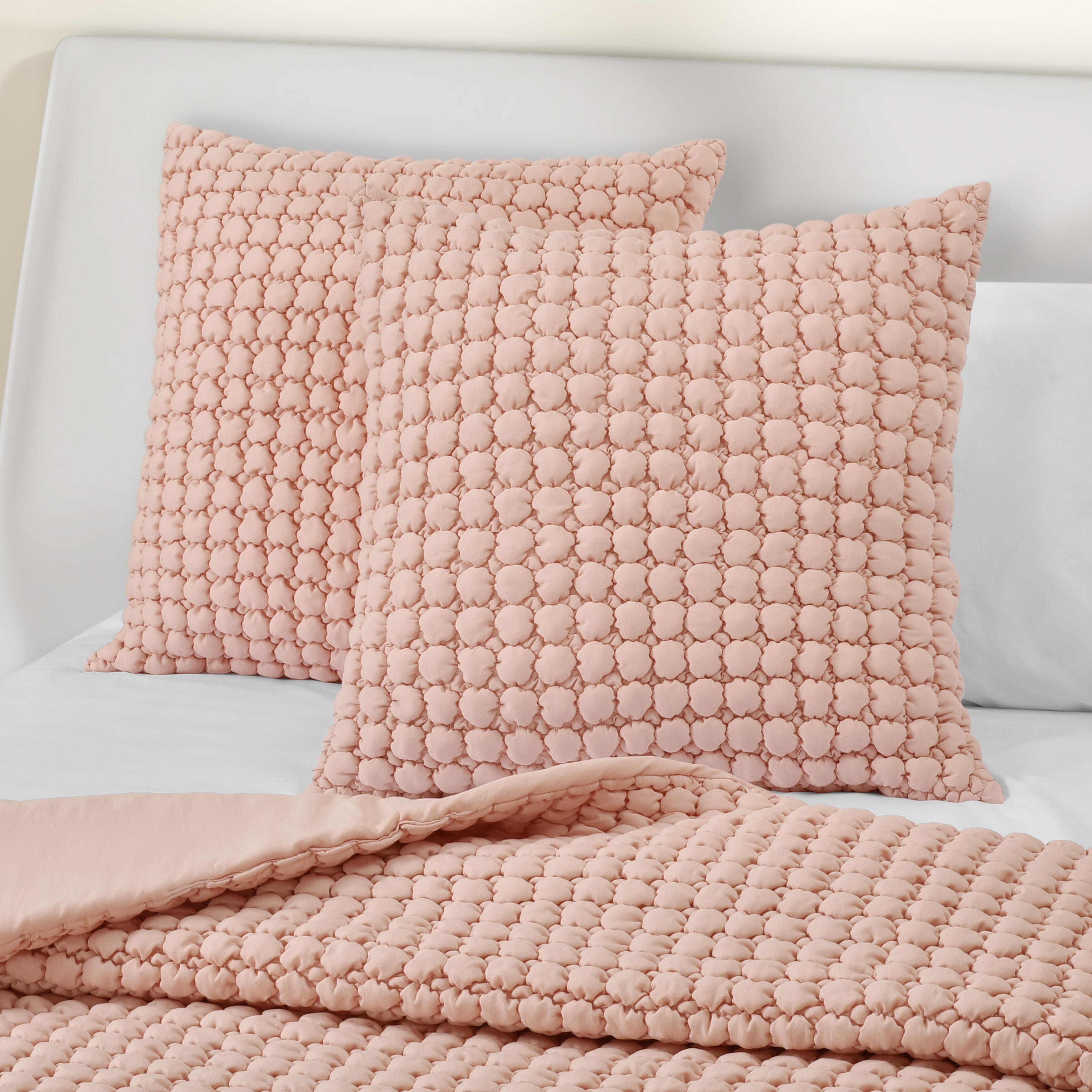 J. Queen Bold Cloud Puff Euro Quilted Sham, Blush, large