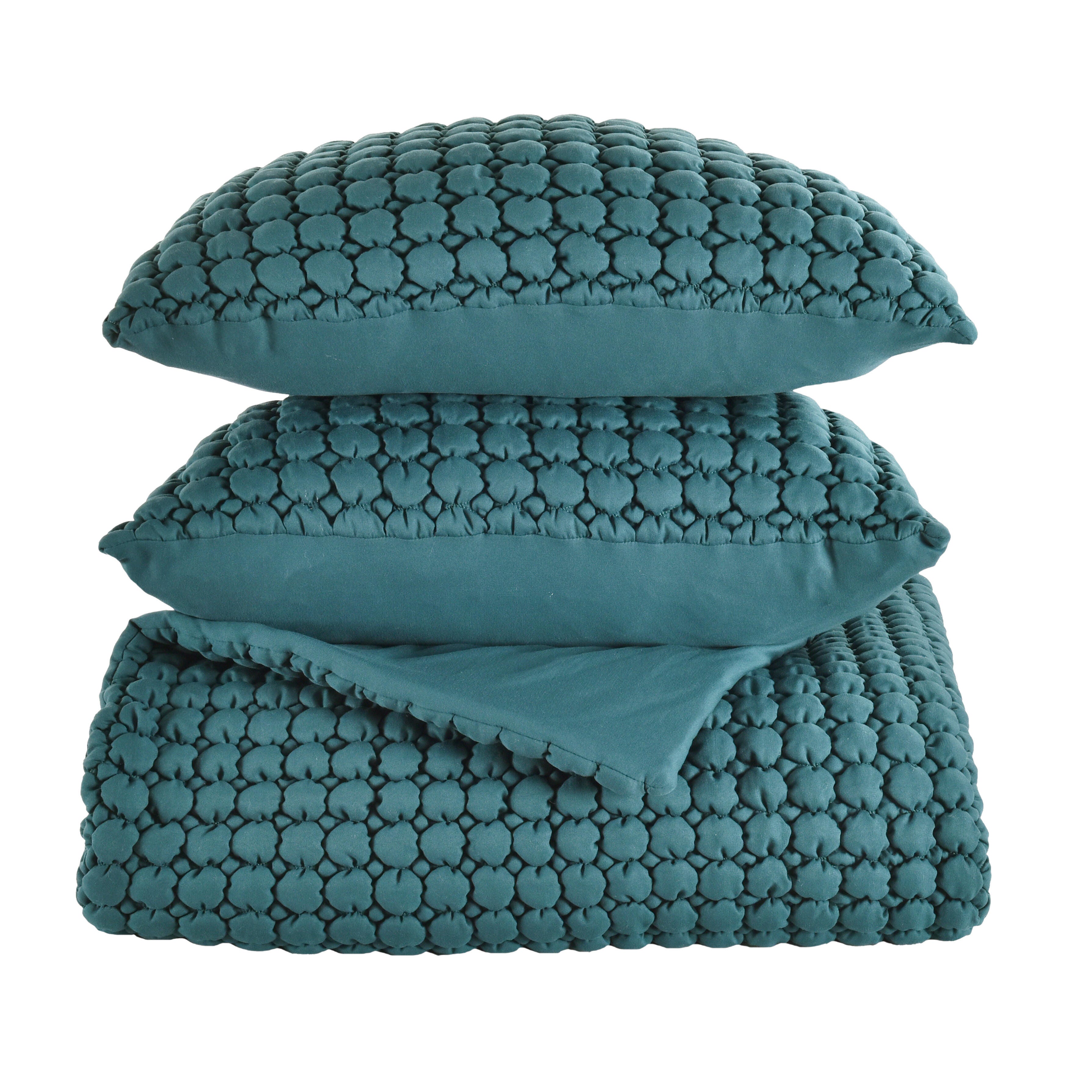 J. Queen Bold Cloud Puff 2 Piece Twin/Twin Xl Quilt Set, Teal, rollover
