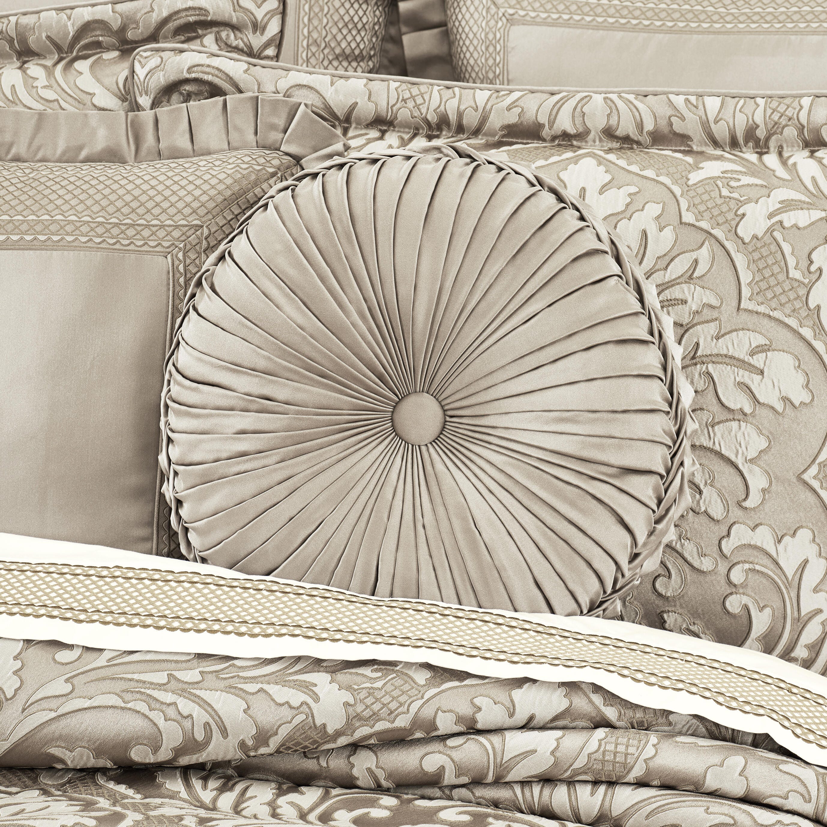 J. Queen New York Brunello Flax Tufted Decorative Throw Pillow, , rollover