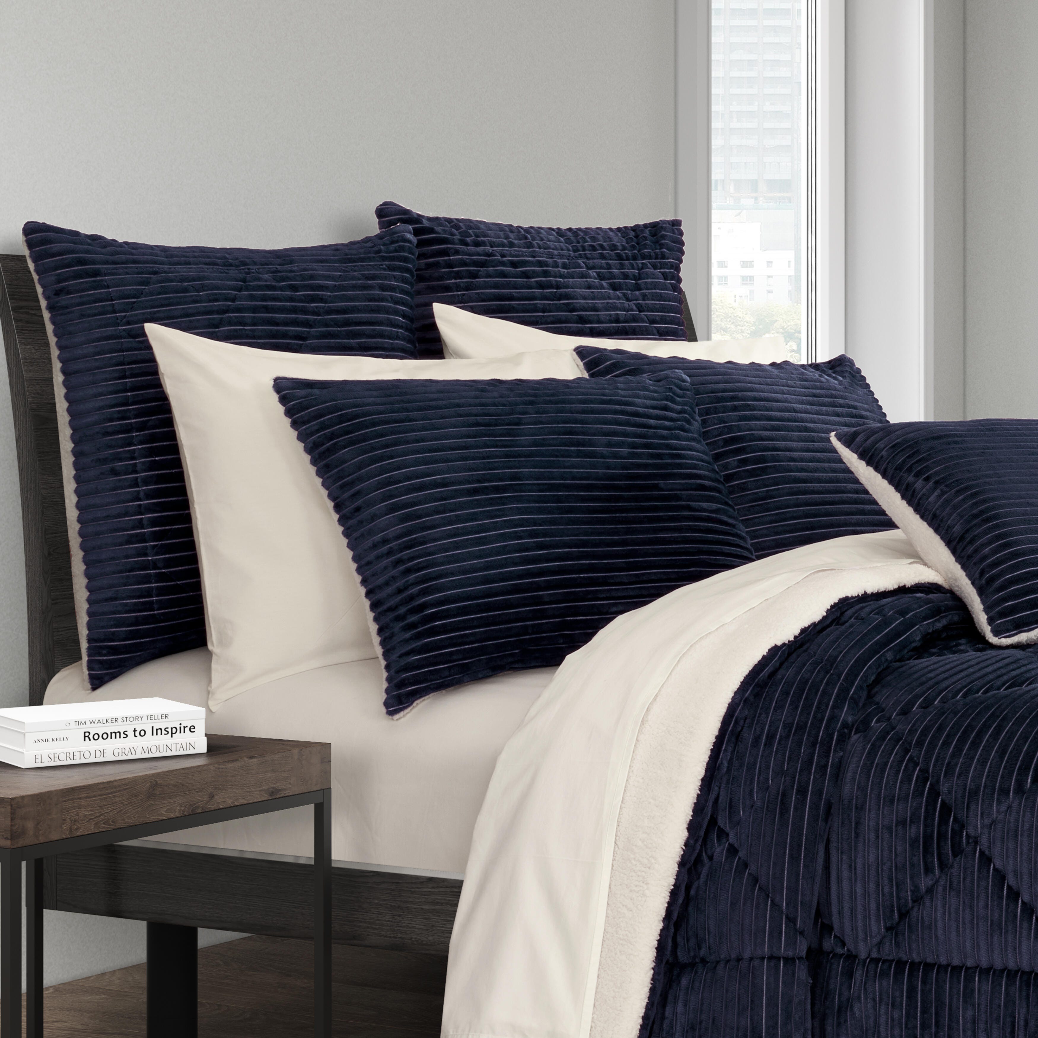 J. Queen New York Everett Euro Sham, Navy, large