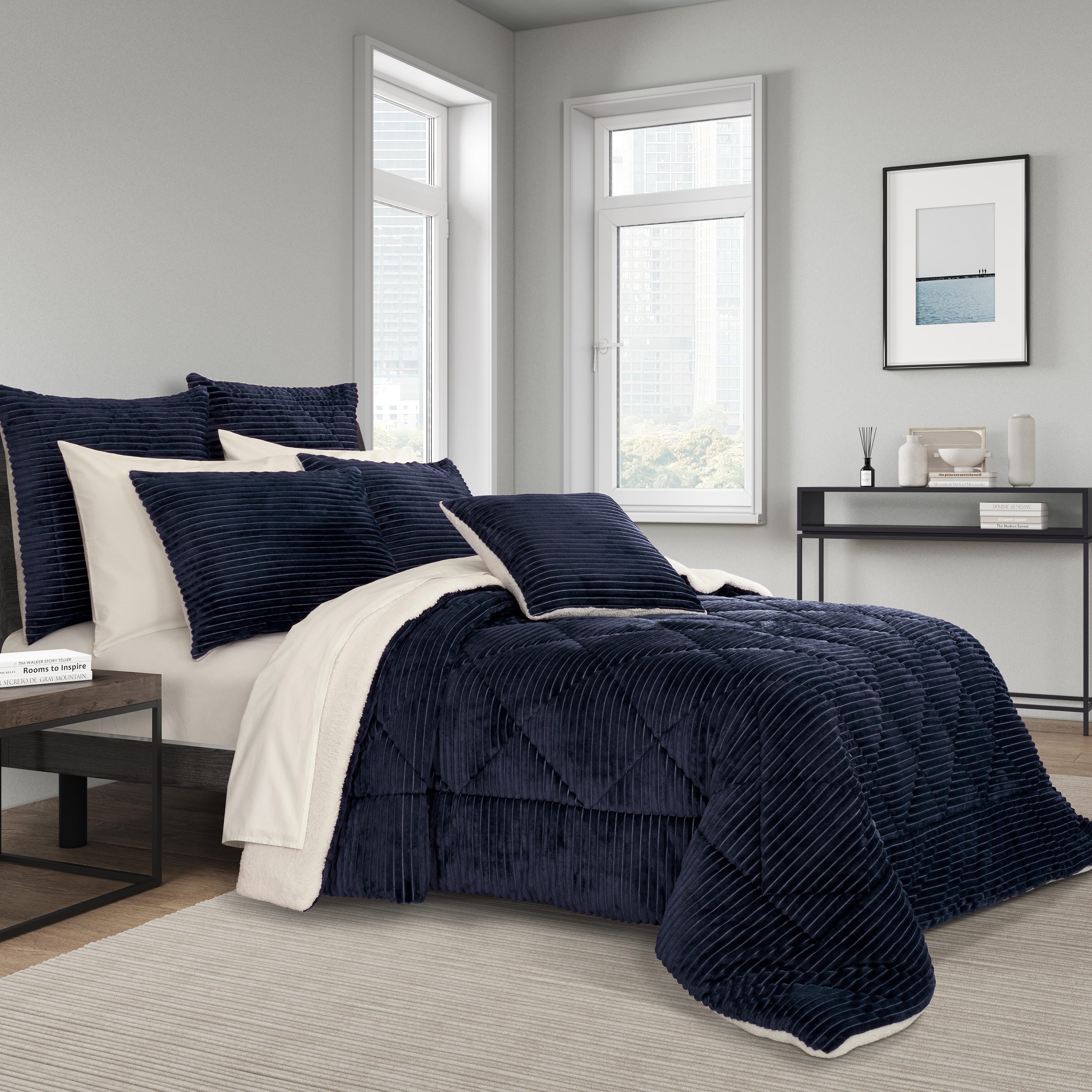 J. Queen New York Everett Euro Sham, Navy, large